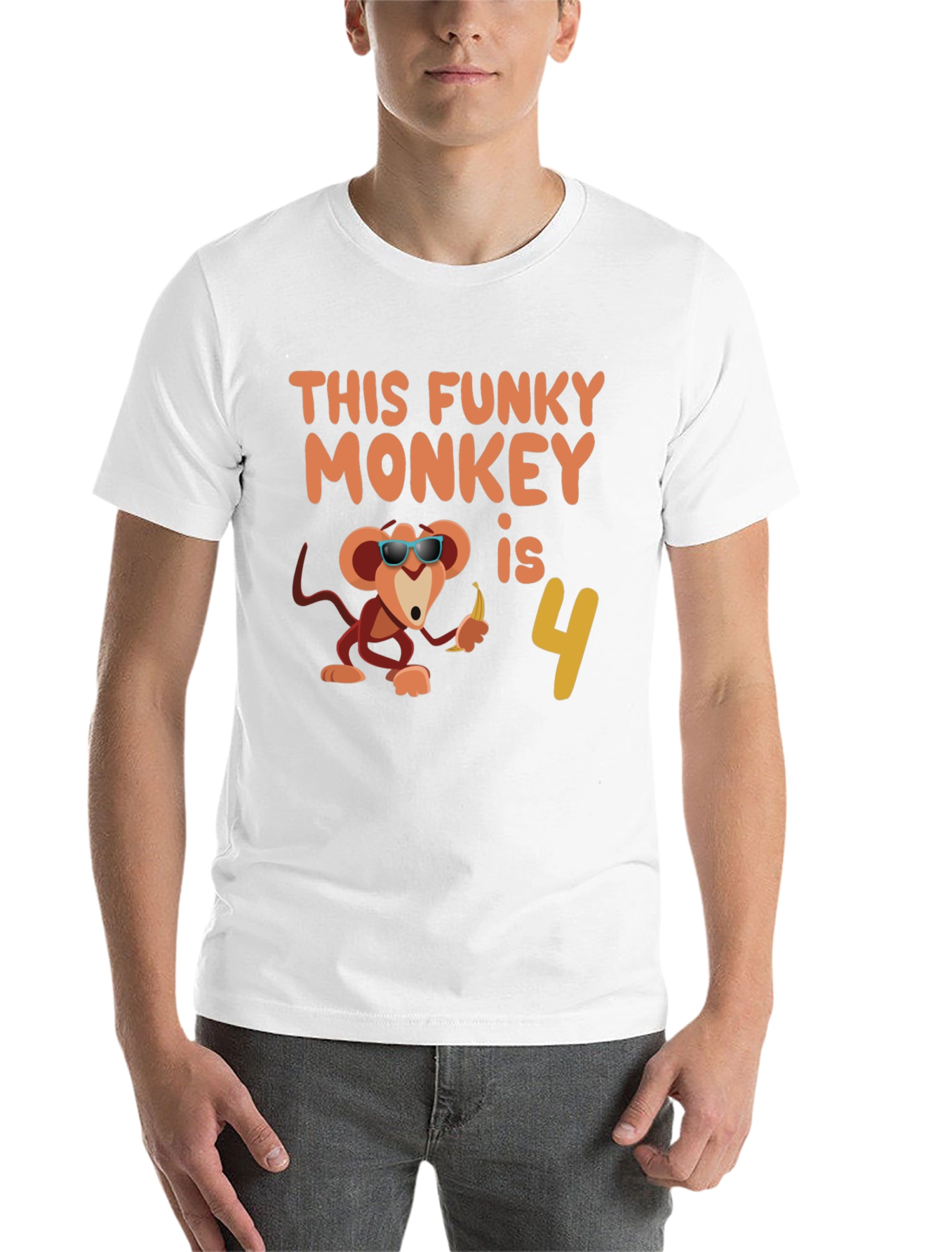 Black Funky Monkey Birthday T-Shirt: 4th Birthday Apparel view 14