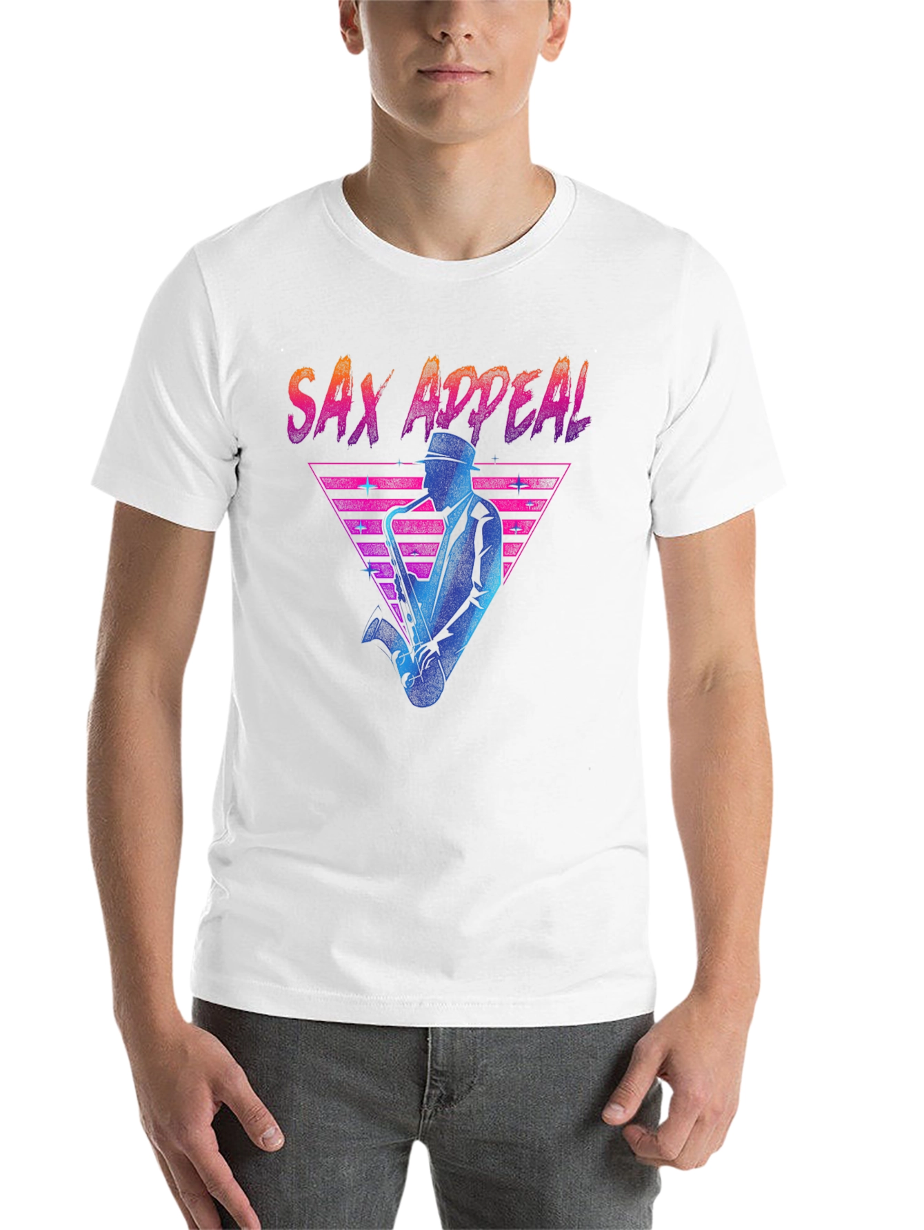 Black Sax Appeal T-Shirt - Retro 80s Design view 14