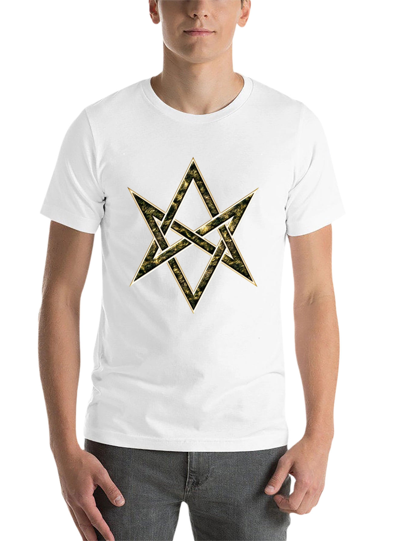 Black Geometric Star Graphic Tee - Black Cotton Blend view 14