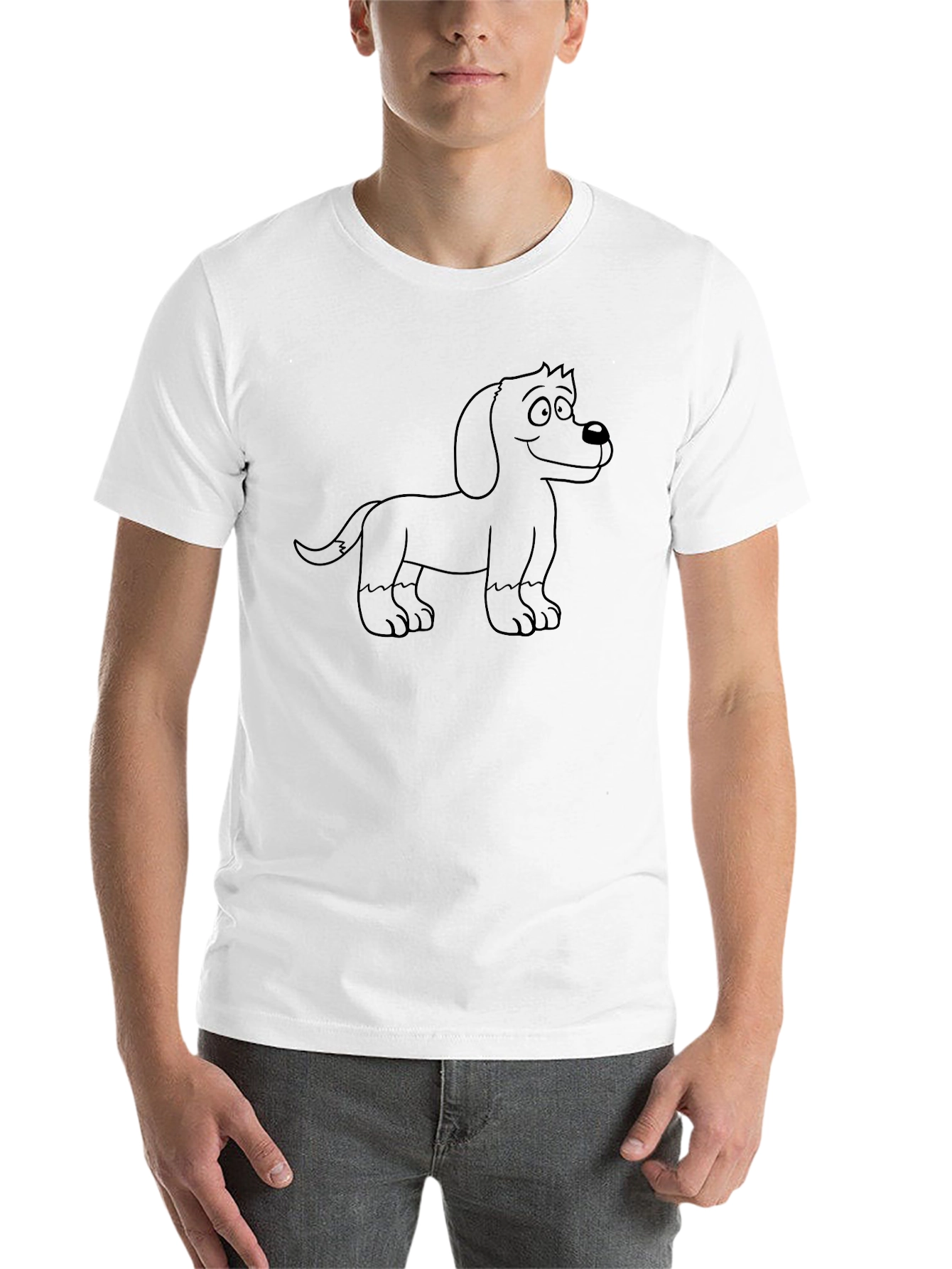 Black Dachshund Dog Outline Black T-Shirt view 14