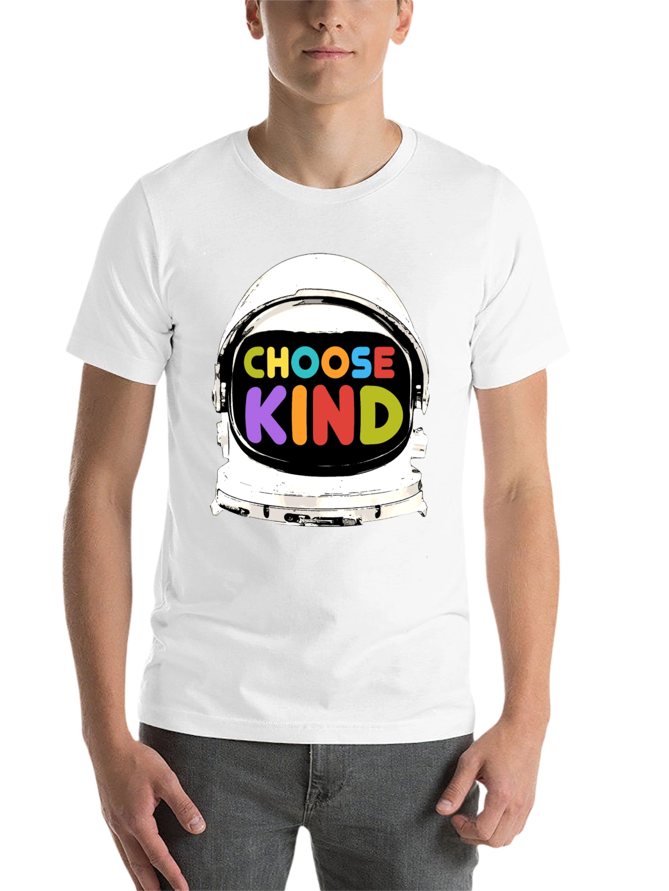 Black Choose Kind T-Shirt, Astronaut Helmet Graphic view 14