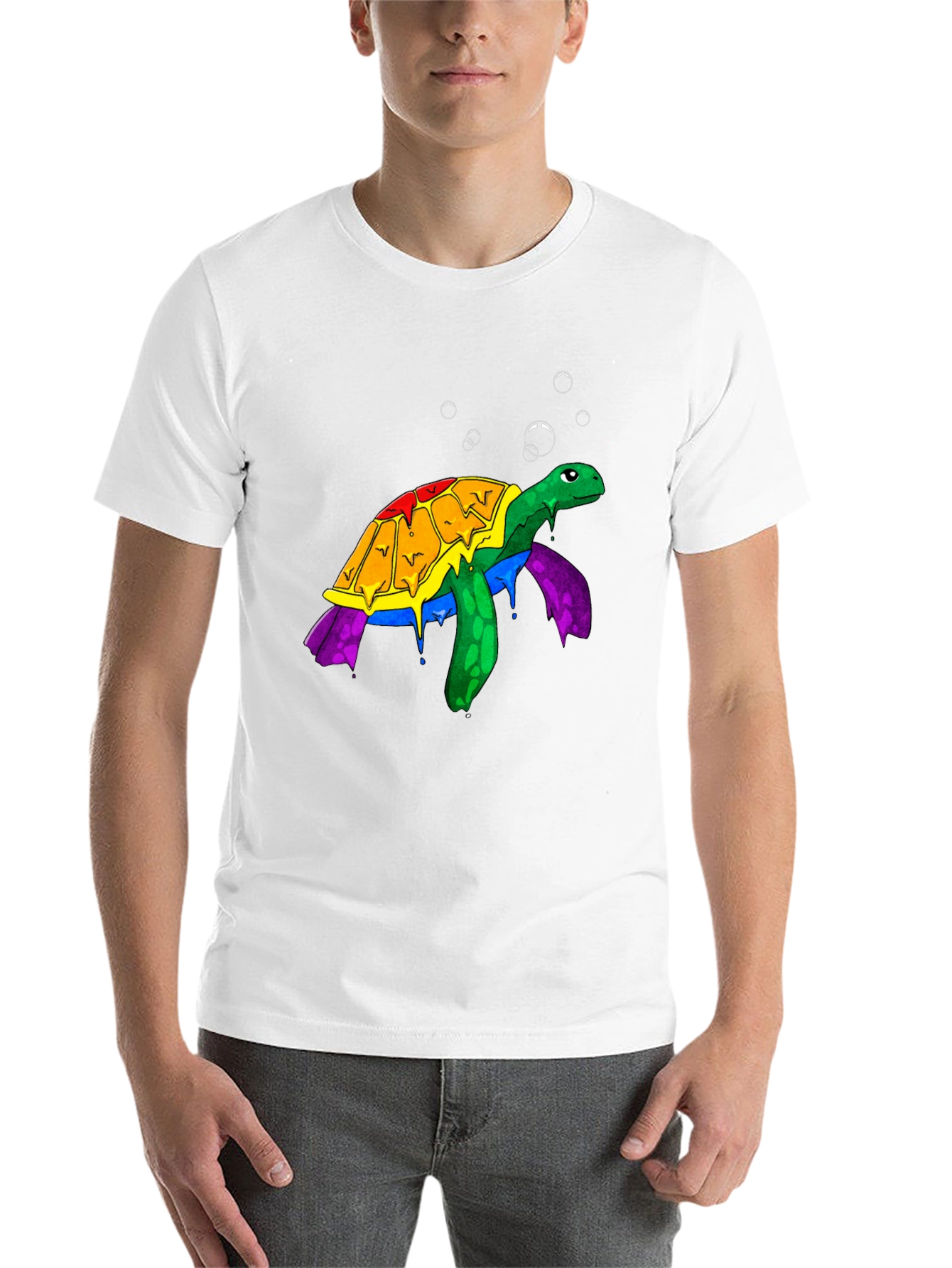 Black Rainbow Turtle Graphic Tee - Unique Animal Design view 14