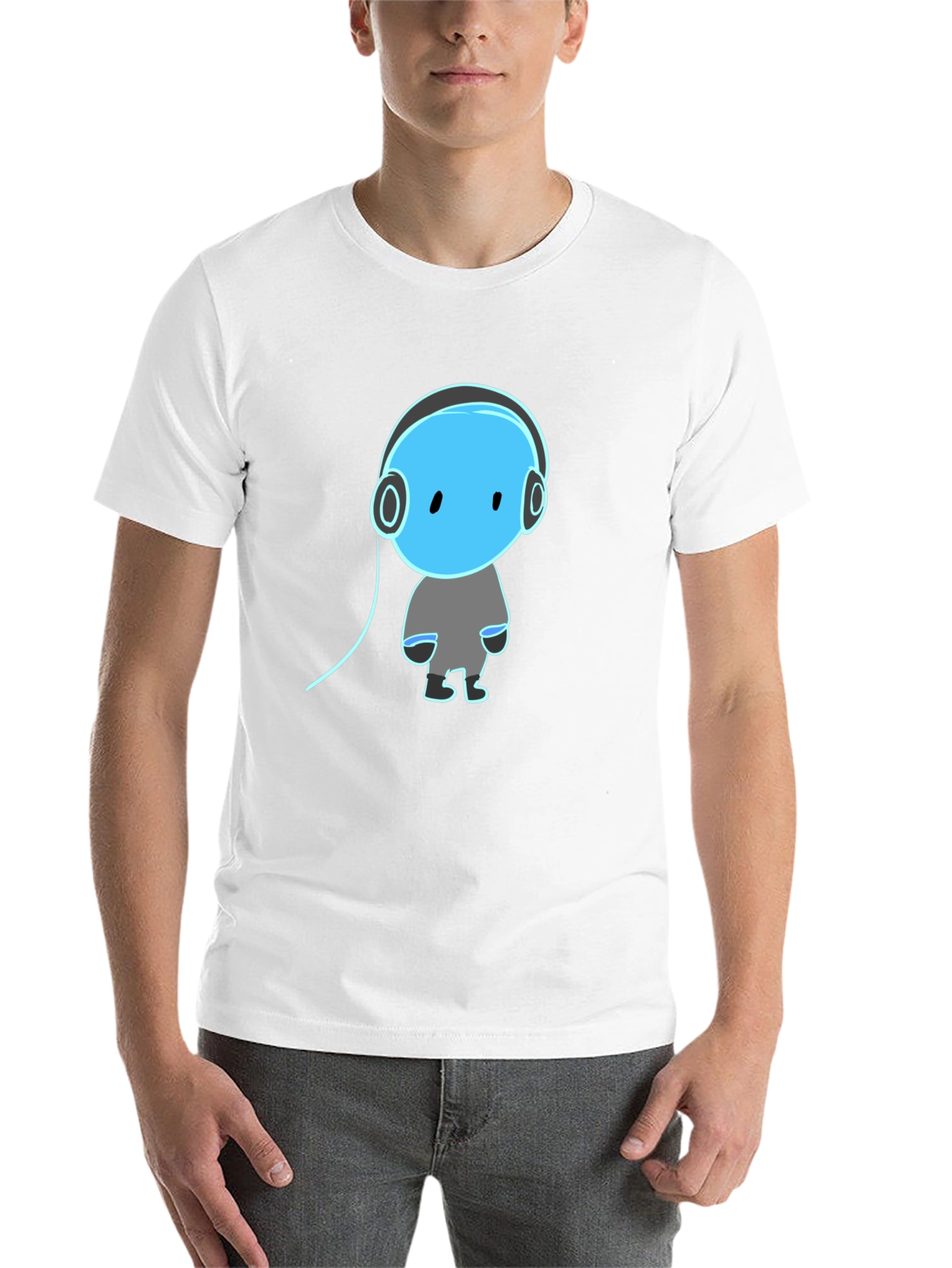 Black Cool Graphic Tee - Blue Headphone Dude view 14
