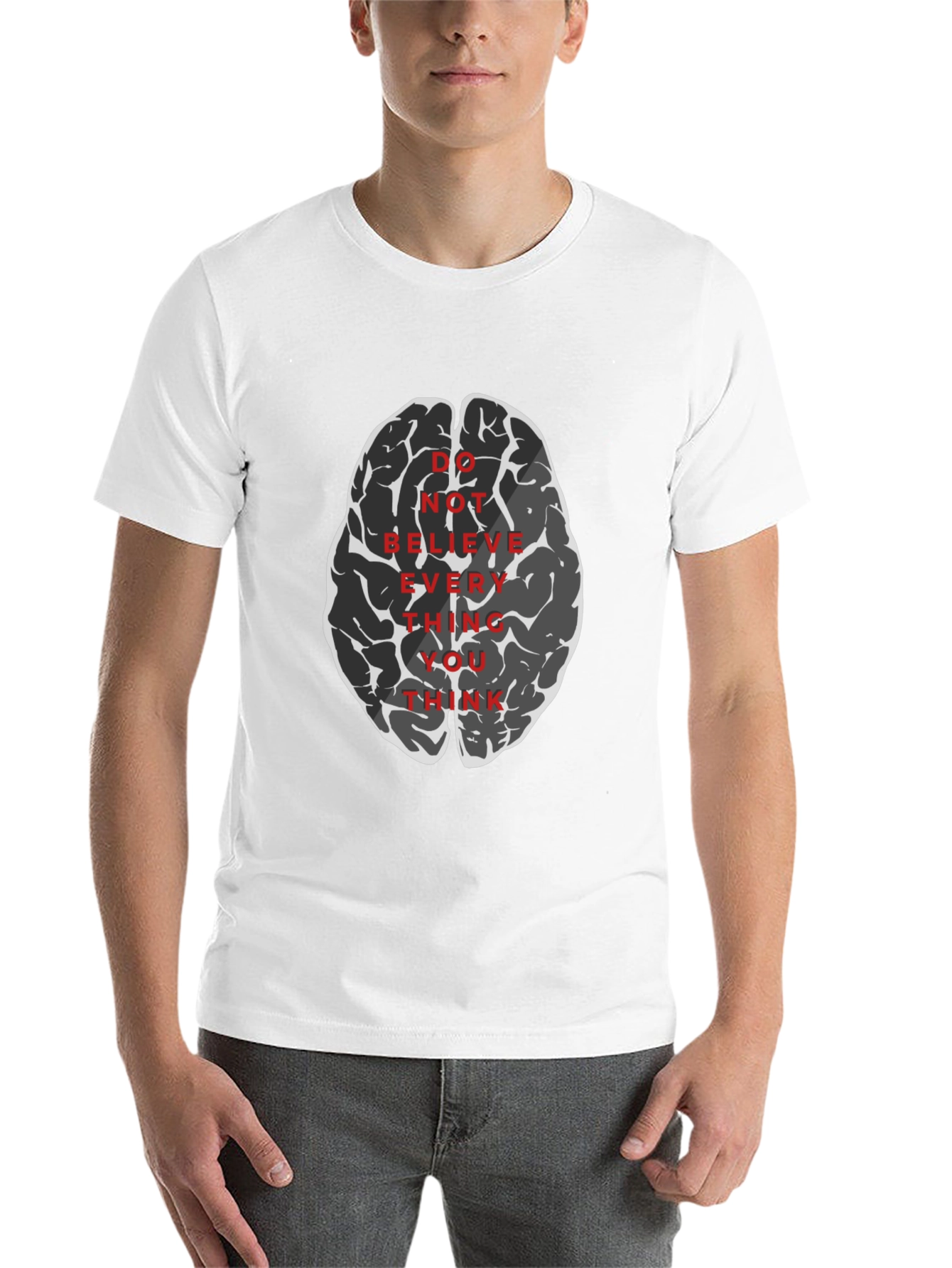 Black Brain Graphic Tee - Do Not Believe Everything You Think T-Shirt view 14