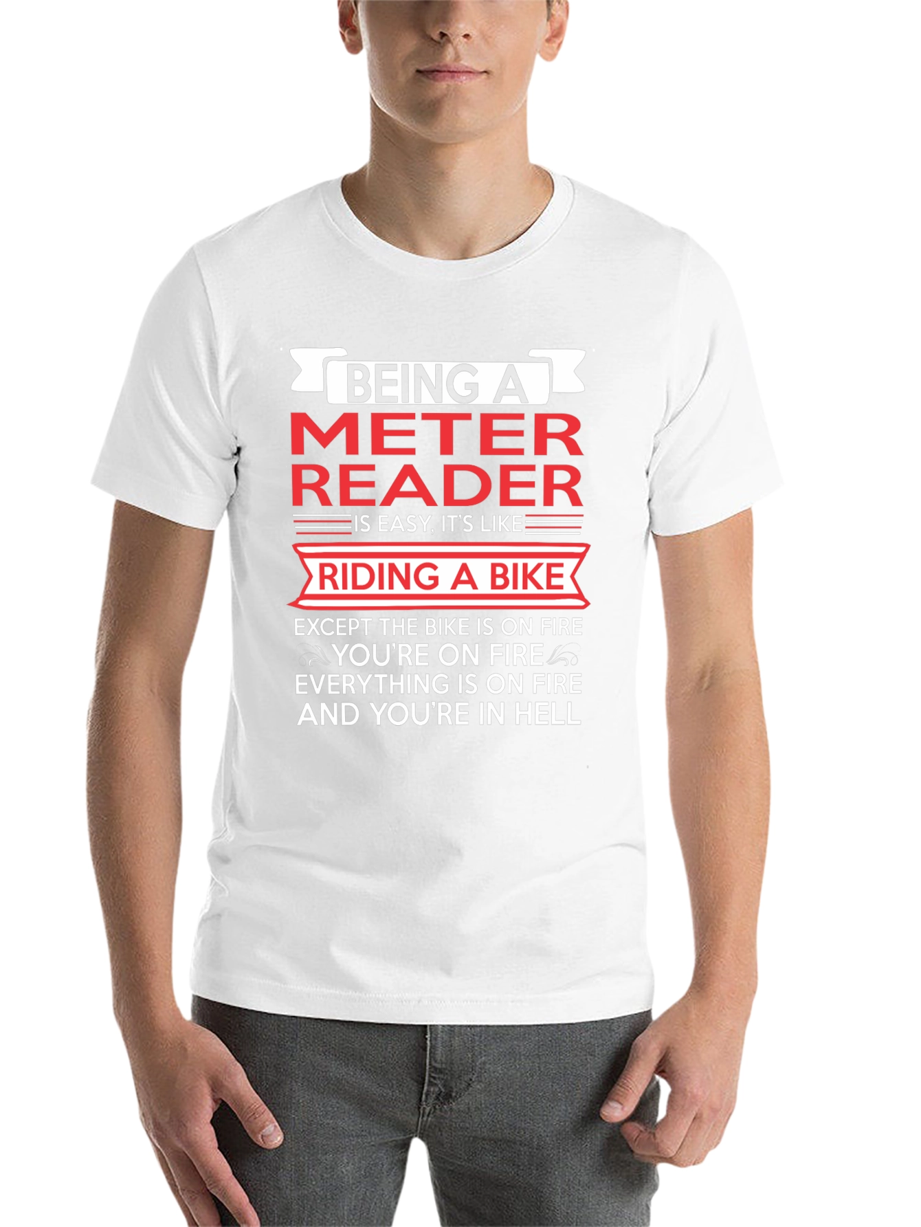 Black Meter Reader T-Shirt - Riding a Bike in Hell view 14