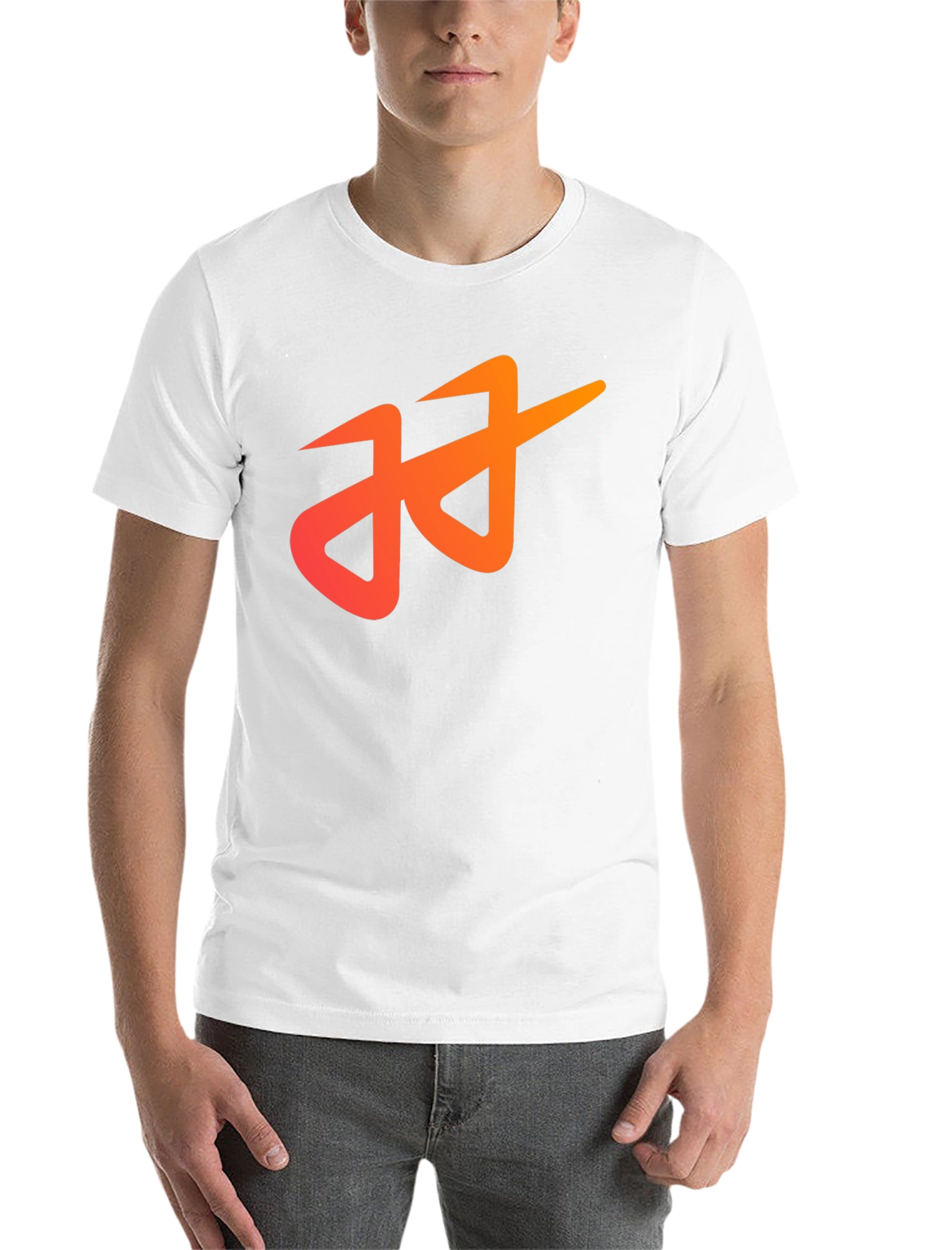 Black Modern Black T-Shirt with Abstract Orange Logo view 14