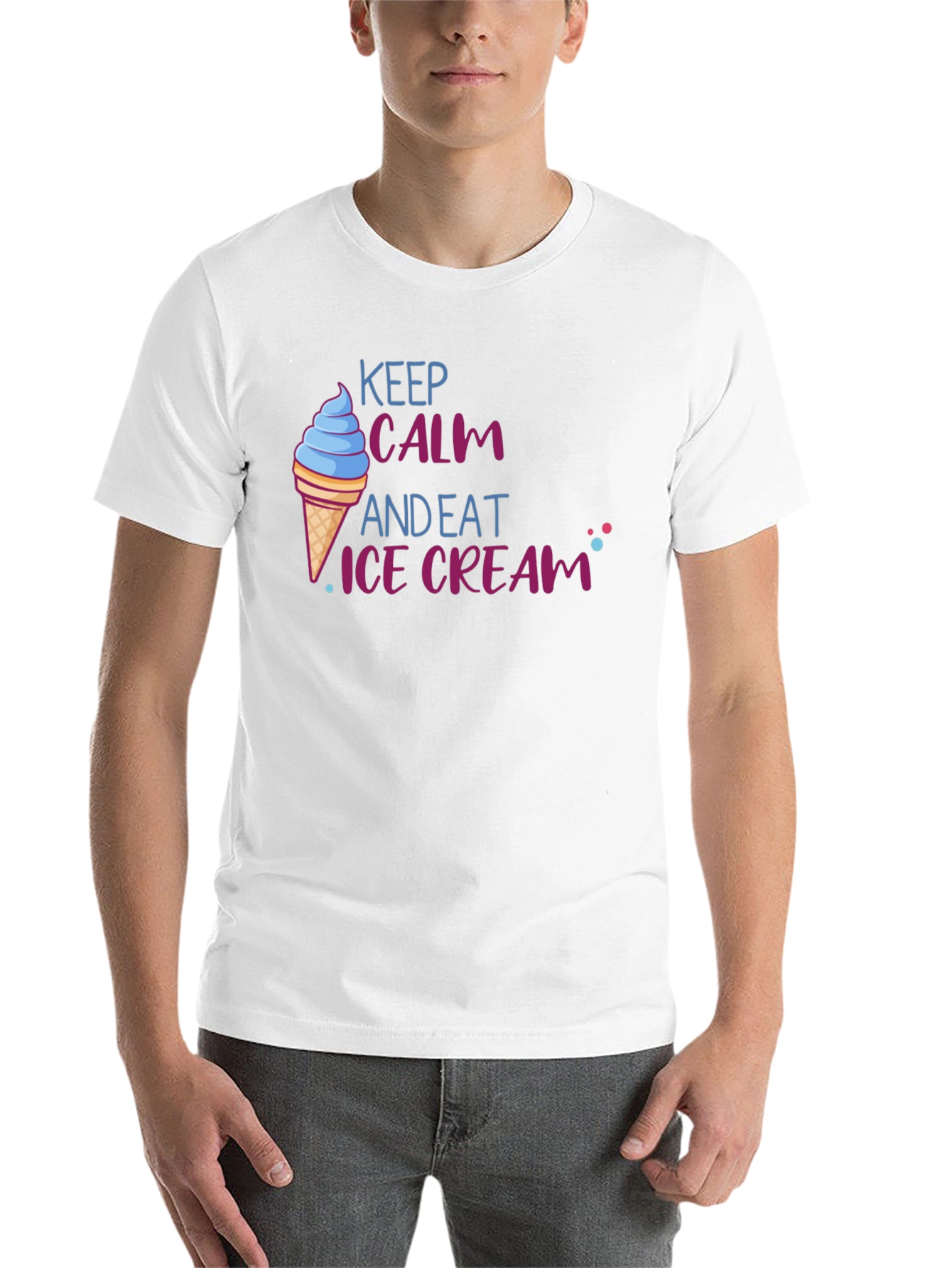 Black Keep Calm and Eat Ice Cream T-Shirt - Fun Novelty Tee view 14