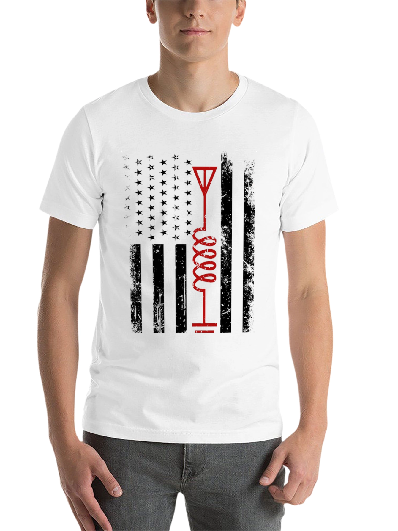 Black American Flag Ham Radio Operator T-Shirt view 14