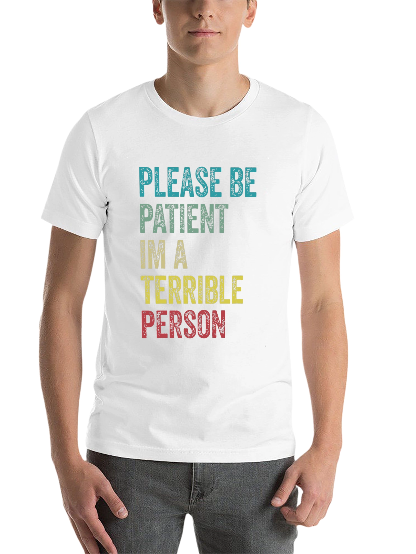 Black Please Be Patient Funny Graphic Tee view 14