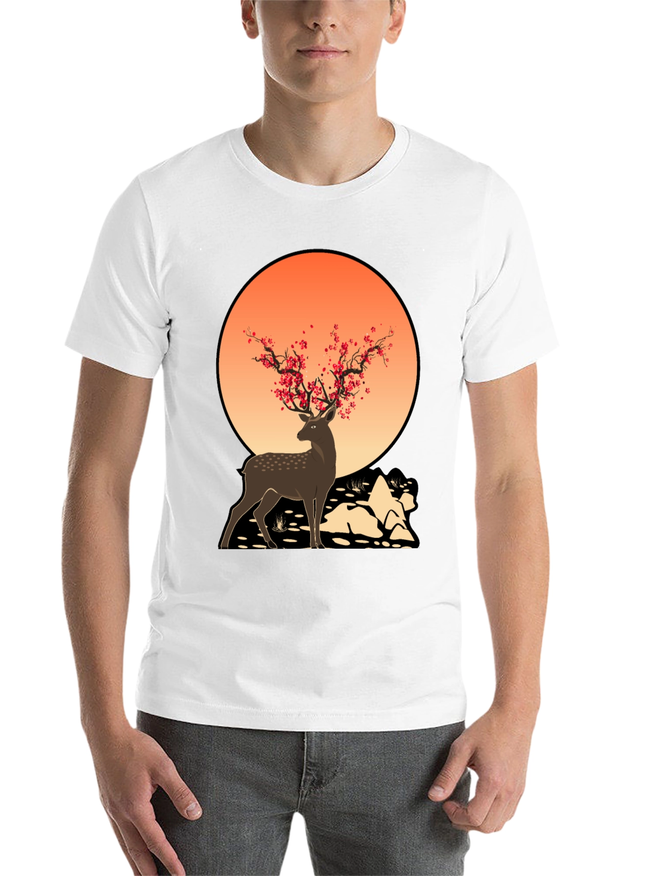 Black Deer and Blossom T-Shirt view 14