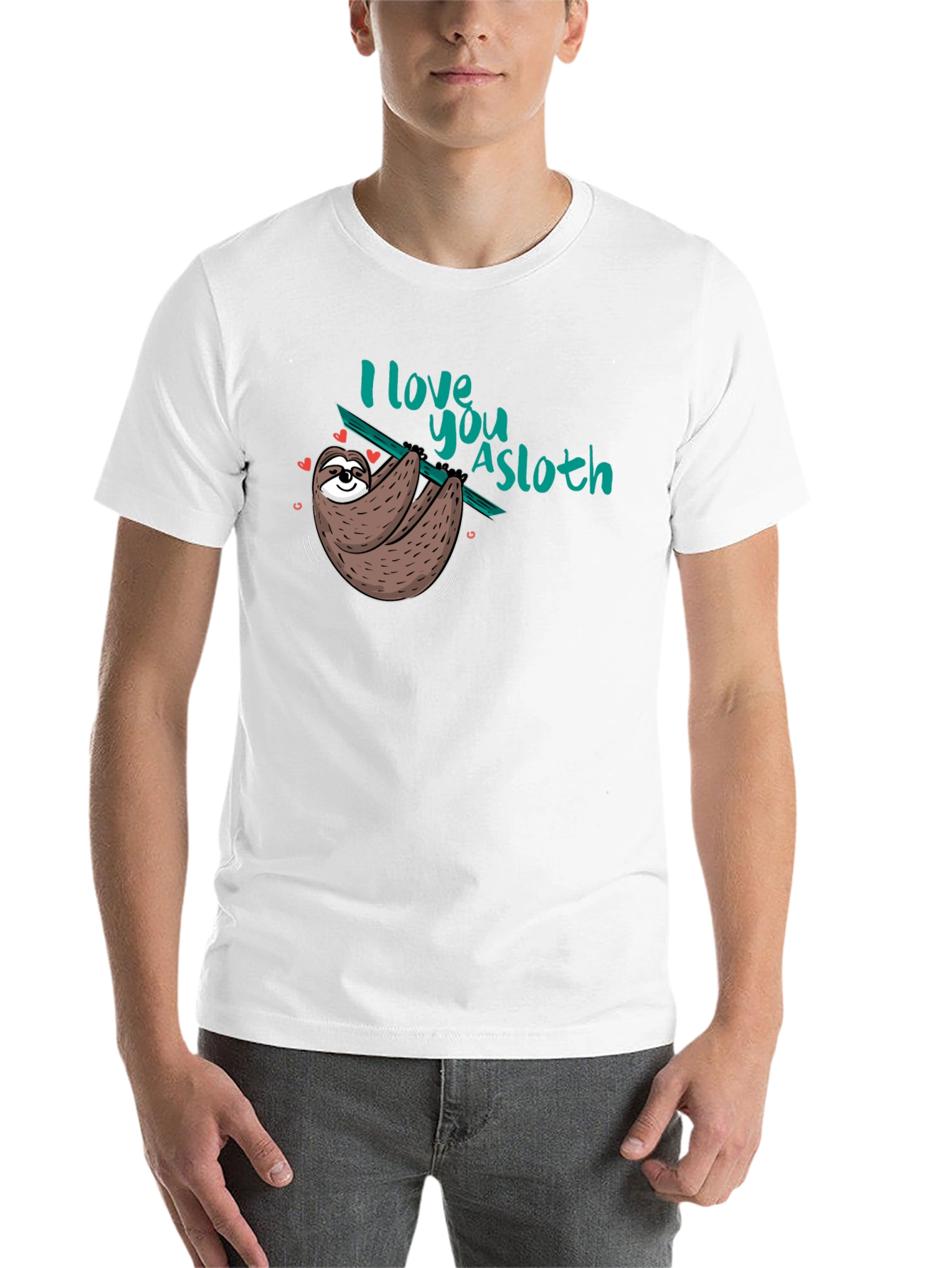 Black I love you a sloth Black T-Shirt view 14