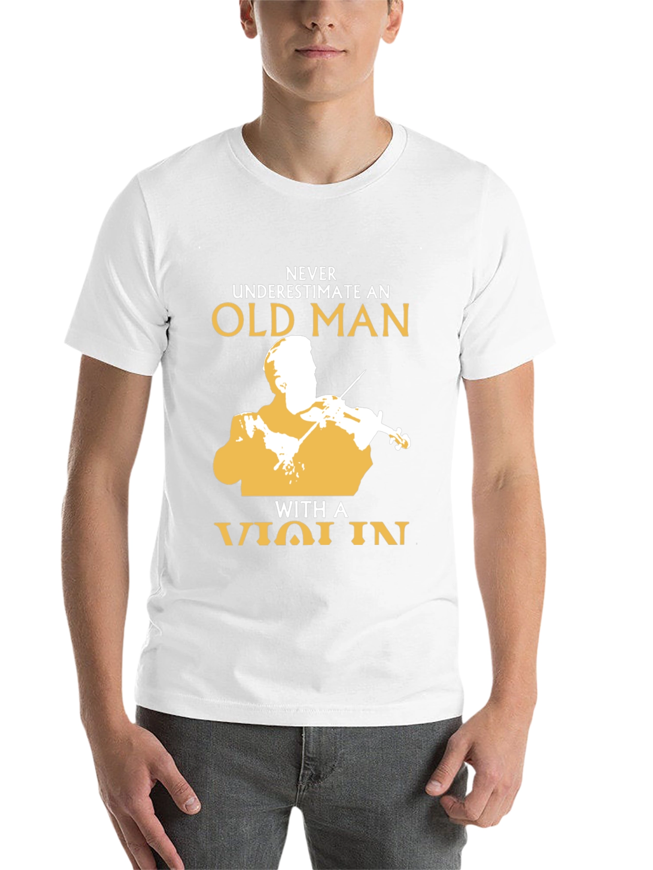 Black Never Underestimate Old Man with Violin Black T-Shirt view 14