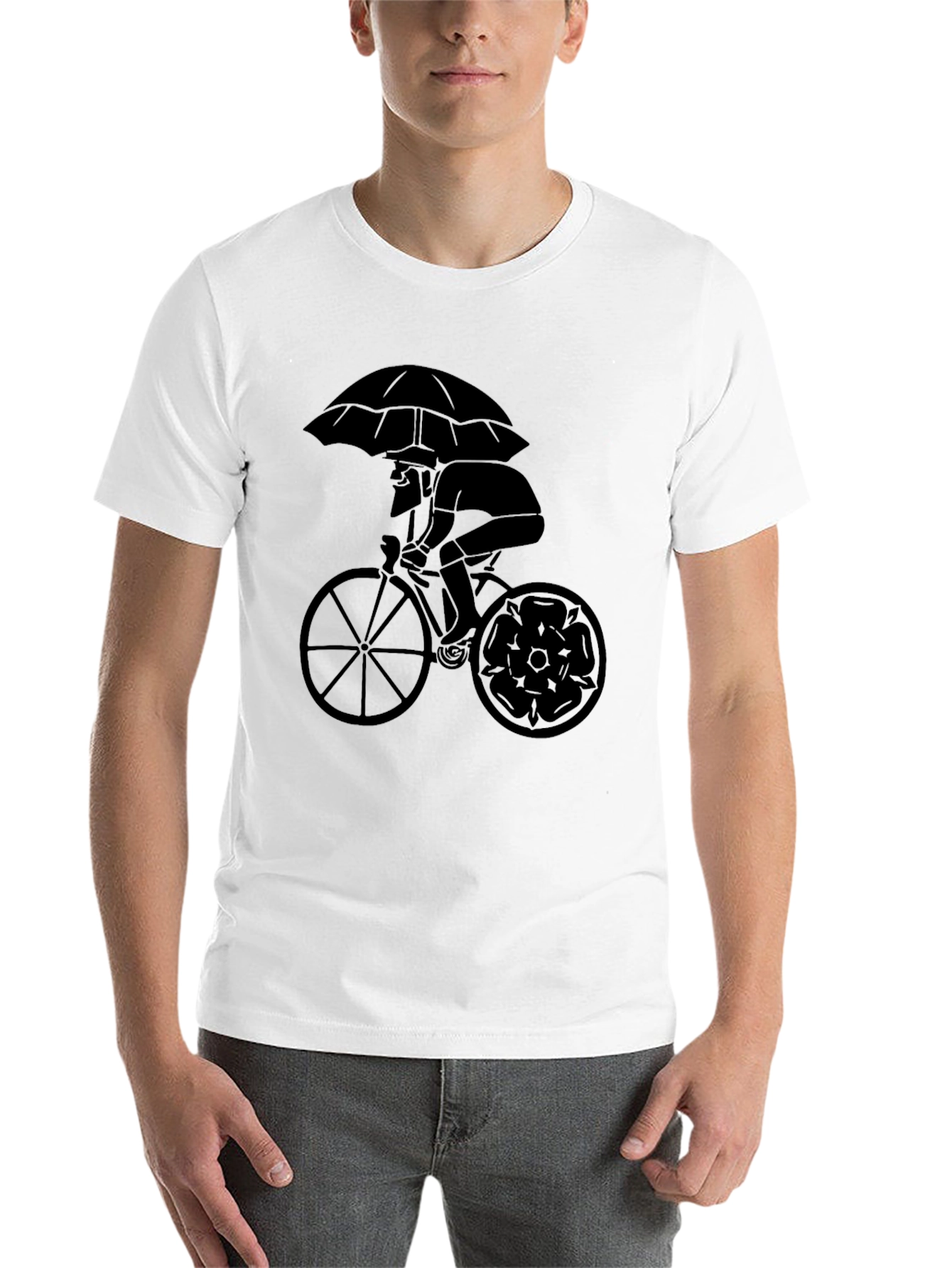Black Umbrella Cyclist Graphic Tee - Stylish Black T-Shirt view 14