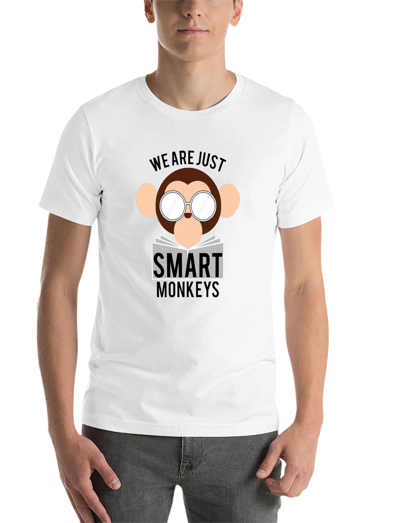 Black Smart Monkeys Graphic T-Shirt - Funny Animal Tee view 14