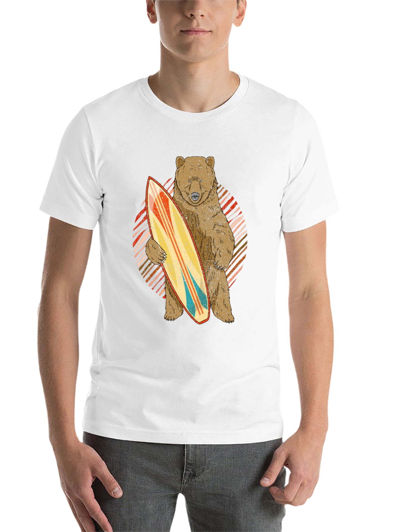 Black Bear with Surfboard Graphic Tee view 14