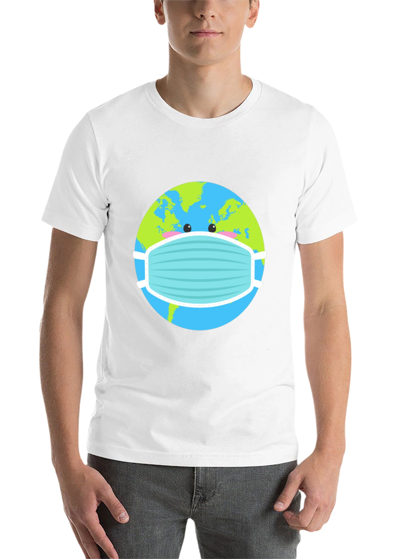 Earth with Mask Graphic Tee - Protect the Planet! - 14
