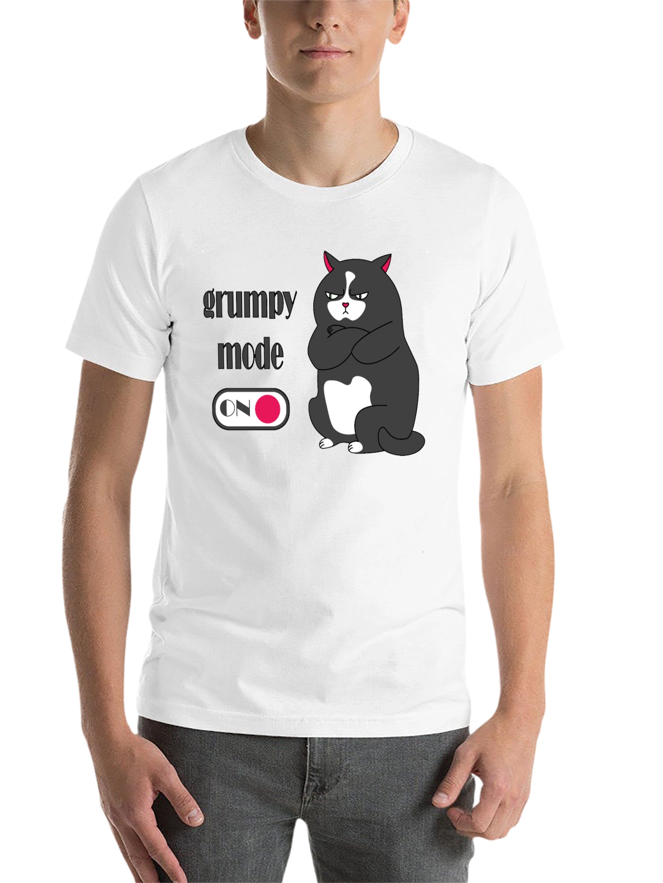 Black Grumpy Mode On Black T-Shirt - Express Your Mood! view 14