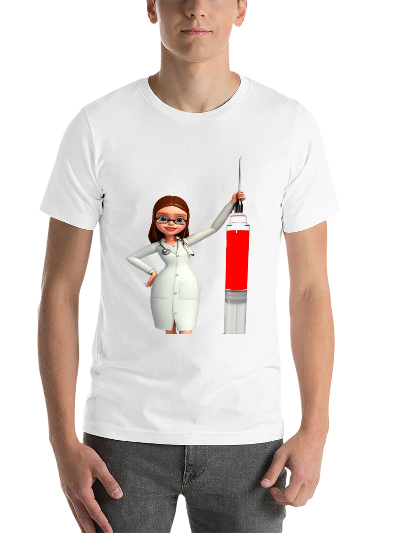 Black Novelty Cartoon Doctor T-Shirt view 14