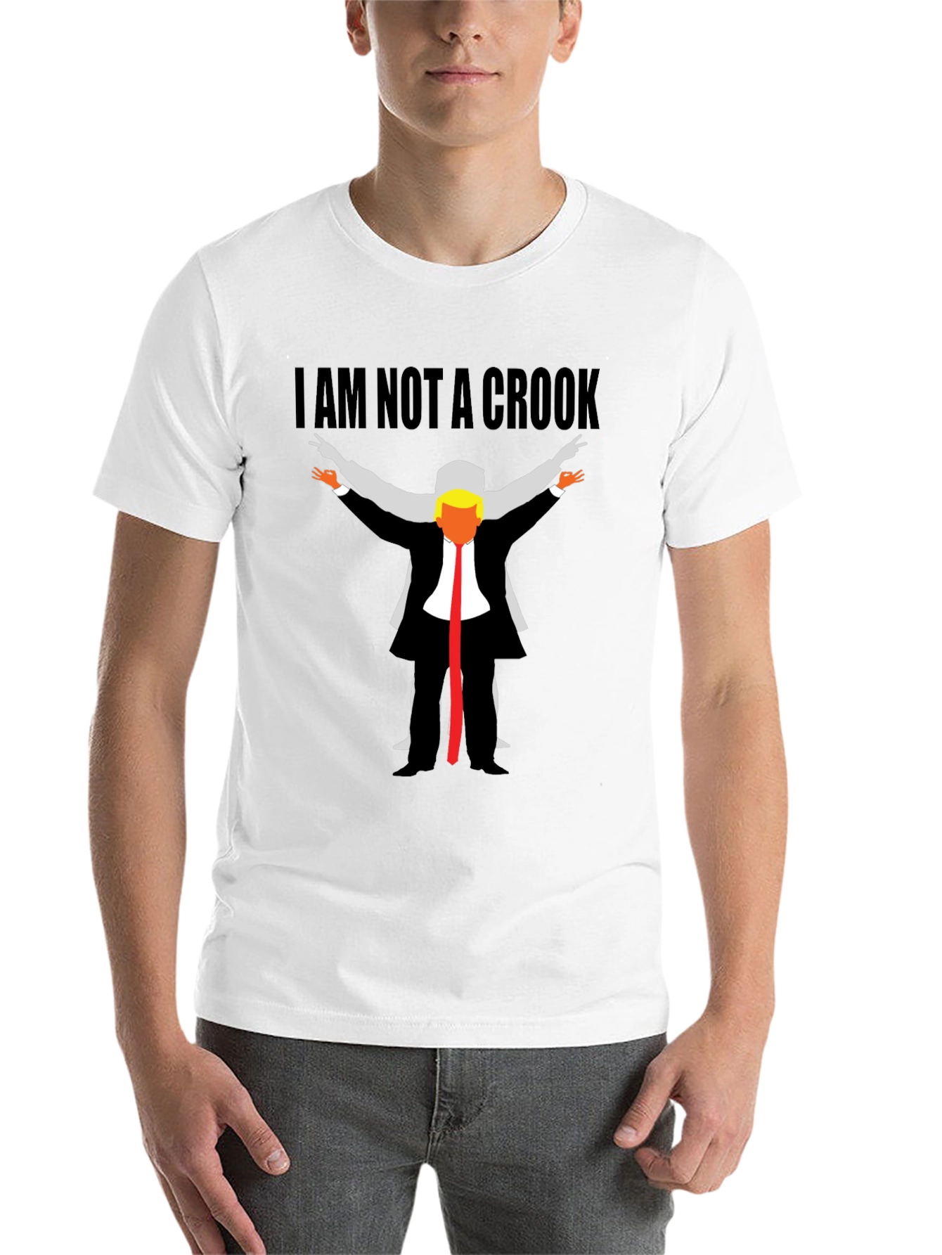 Black I Am Not A Crook Funny Political Graphic T-Shirt view 14
