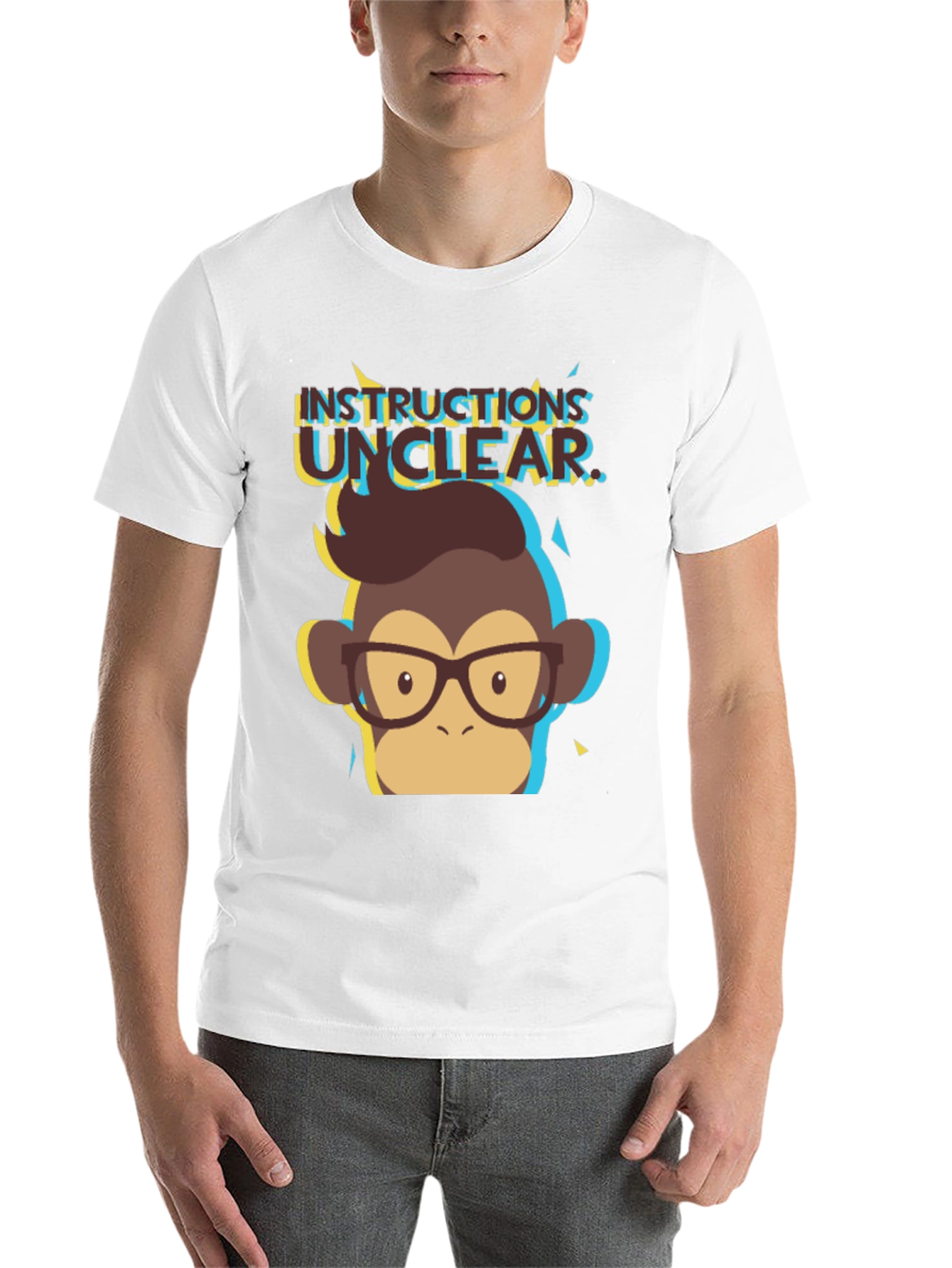 Black Instructions Unclear Monkey Graphic Tee - Black T-Shirt view 14