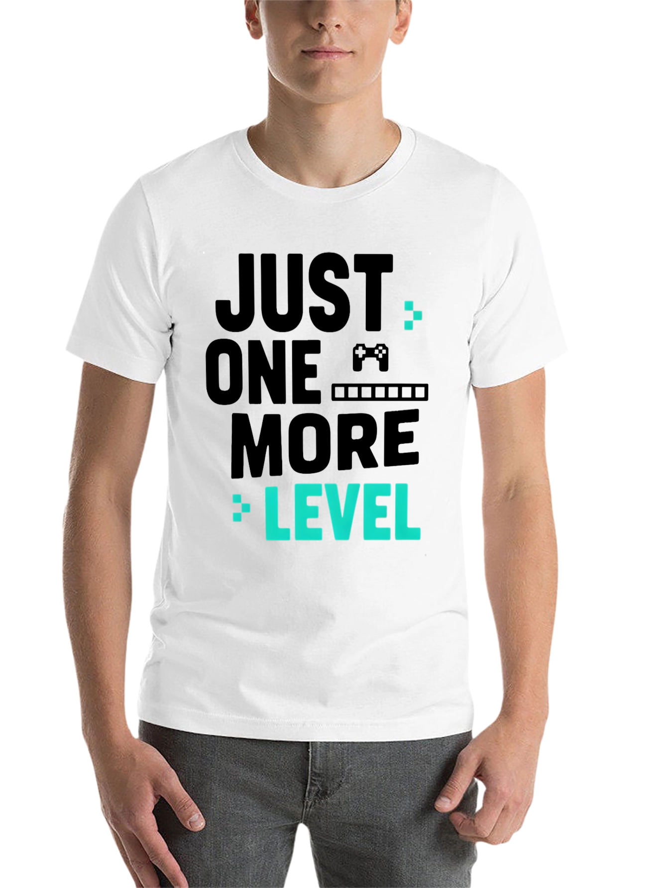 Black Just One More Level Black Gaming T-Shirt view 14