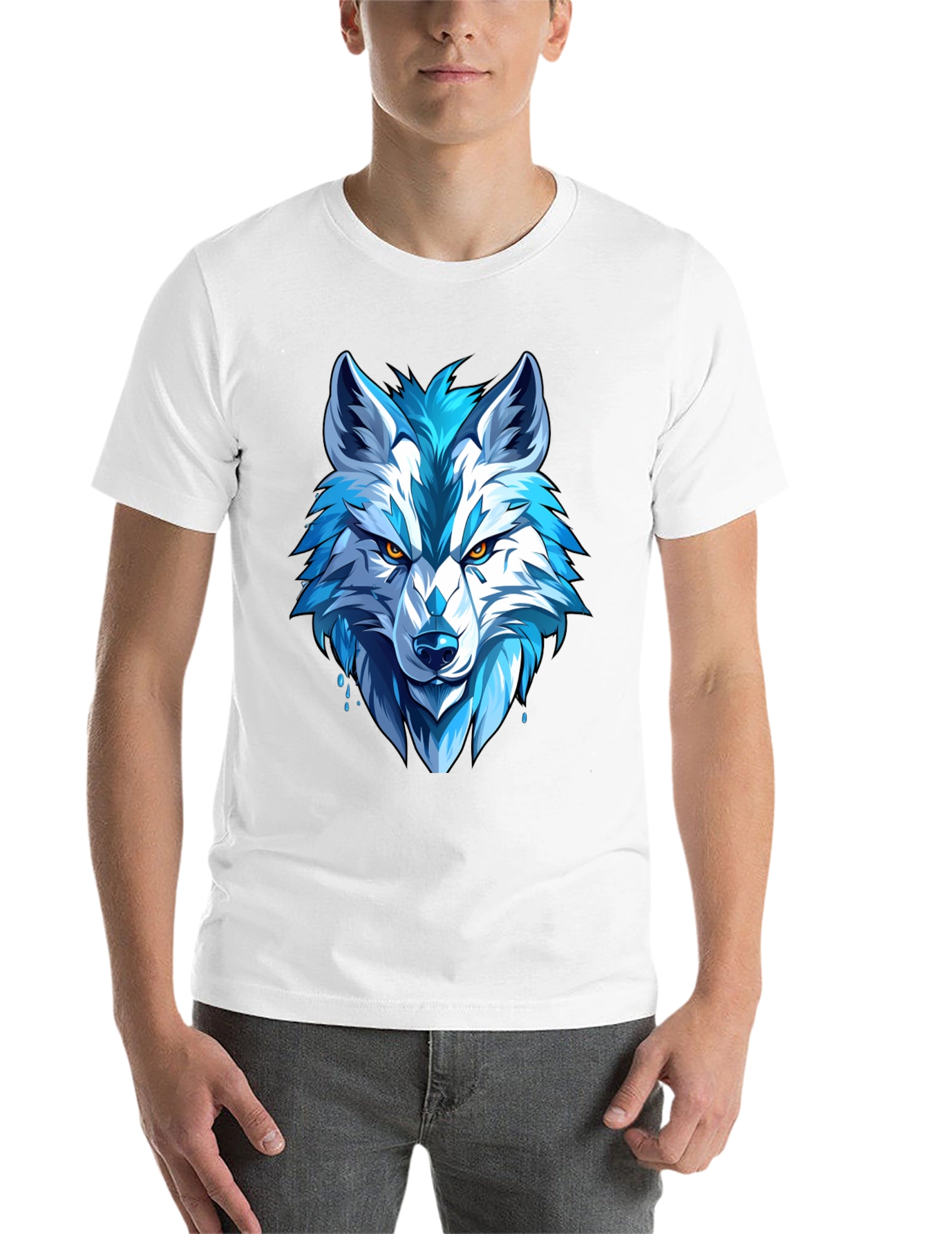 Black Cool Blue Wolf Graphic Tee - Fierce Style view 14