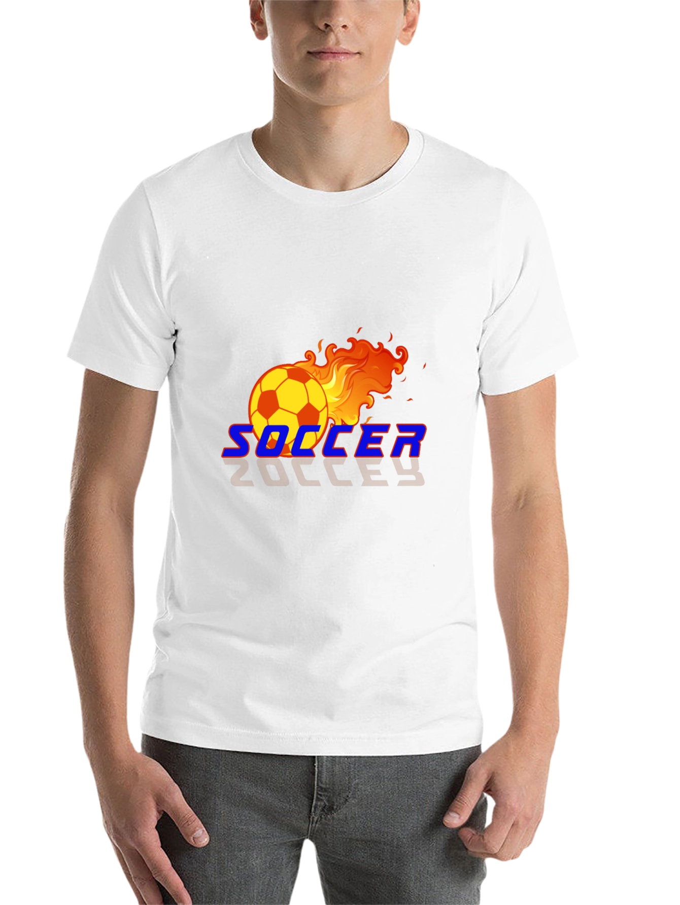 Black Flaming Soccer Ball Graphic T-Shirt view 14