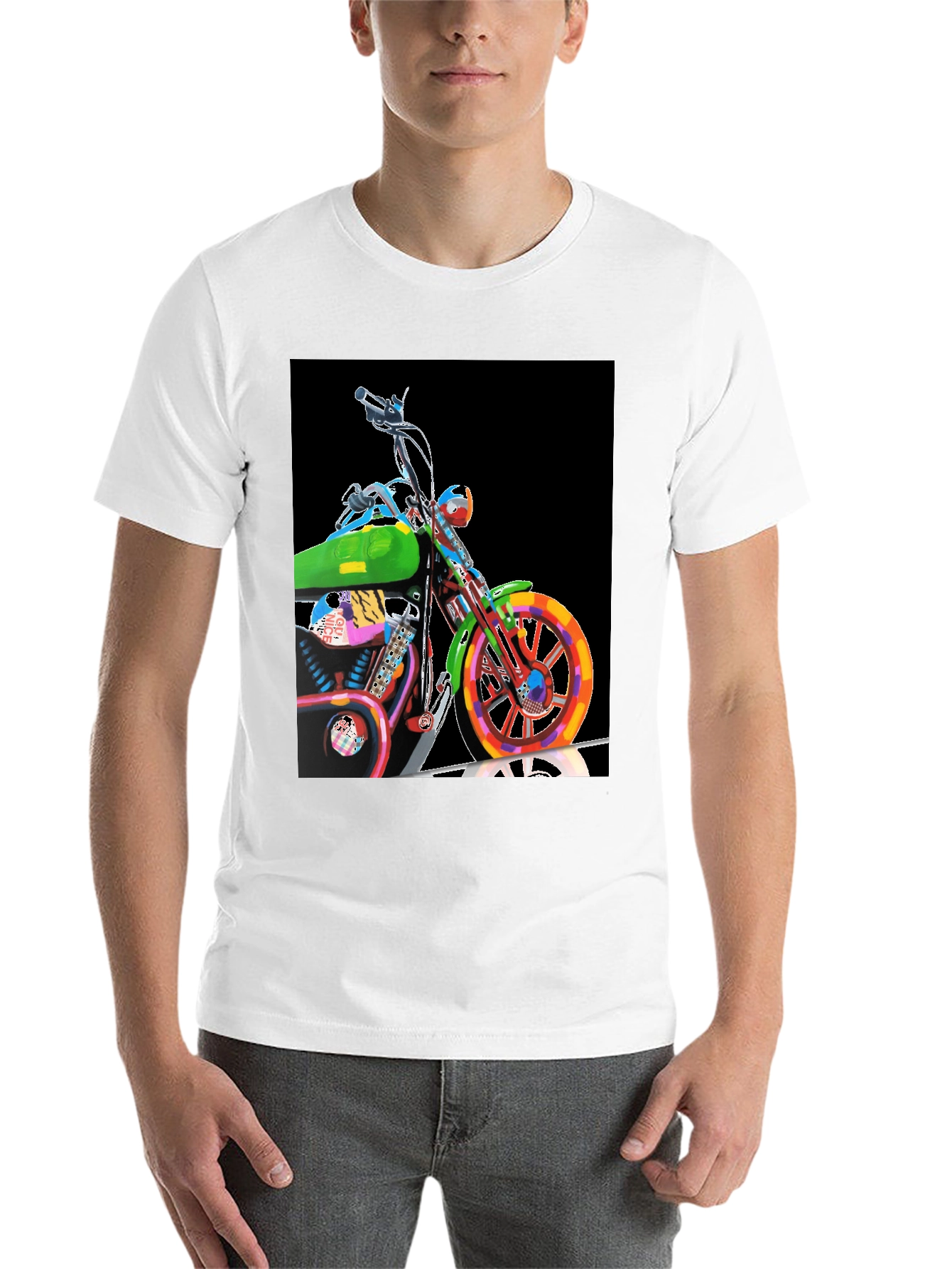 Black Colorful Motorcycle Graphic Tee - Black view 14