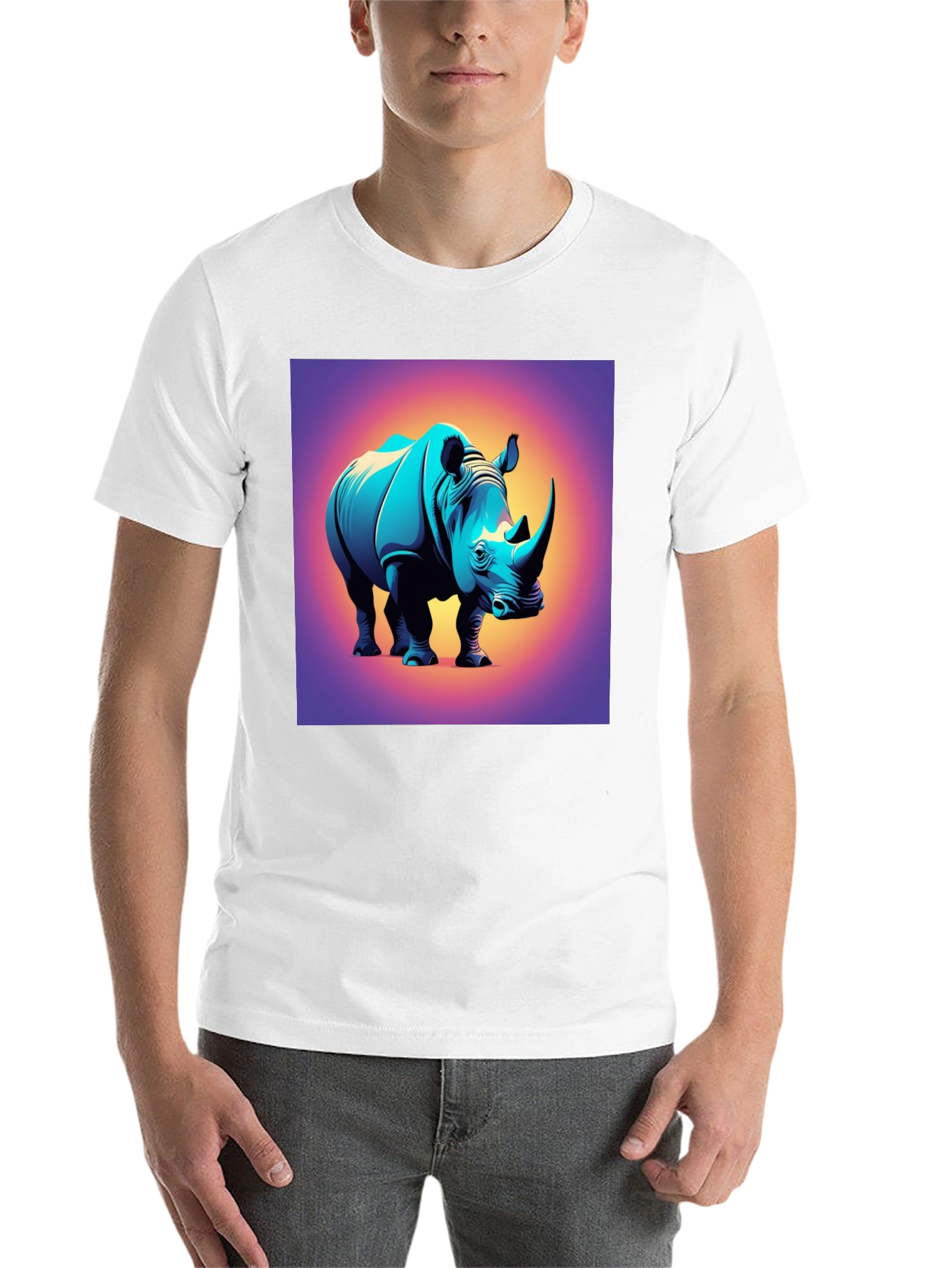 Black Rhino Graphic Tee - Bold Animal Print T-Shirt view 14
