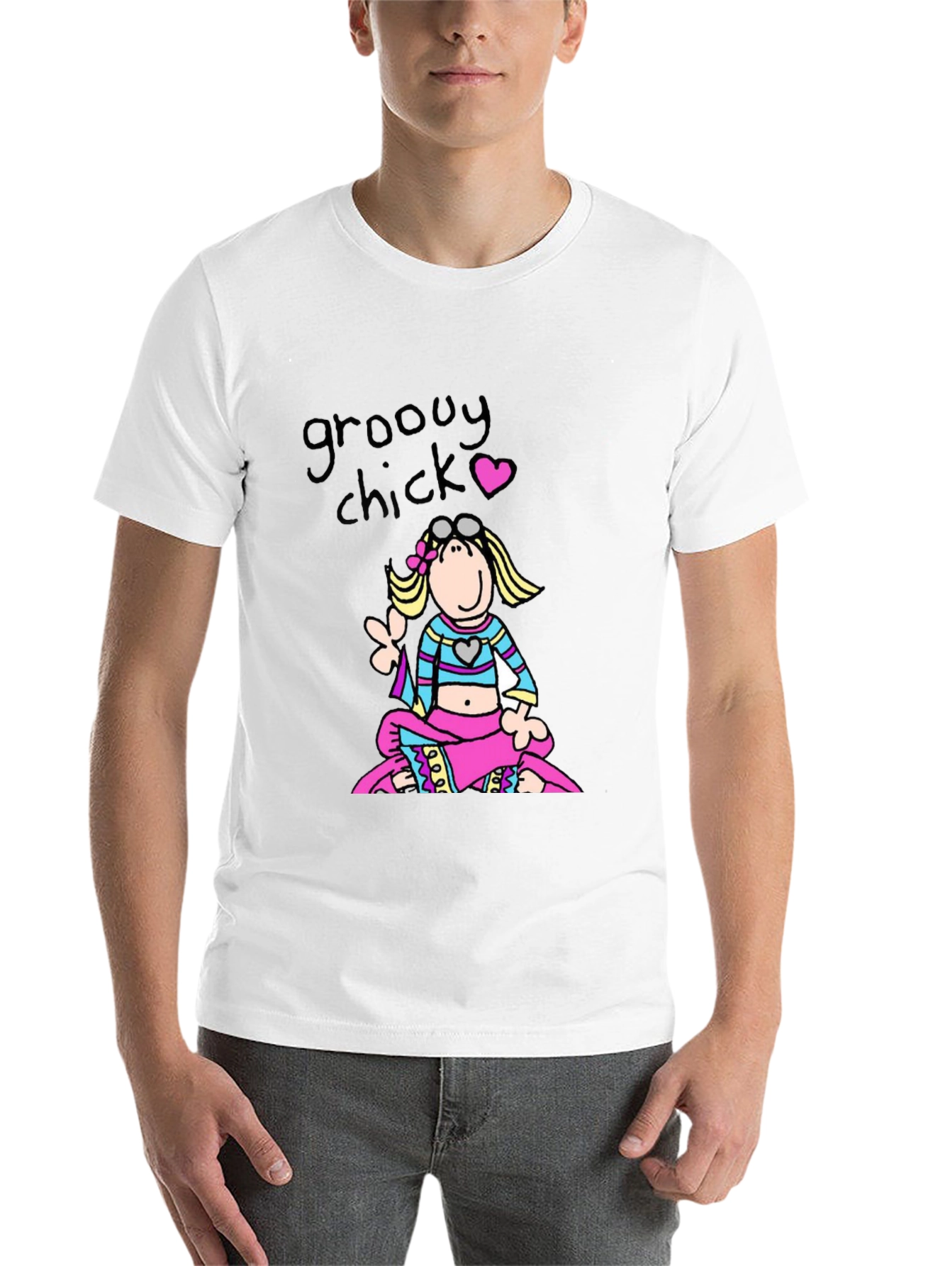 Black Groovy Chick Graphic Tee - Retro 70s Style T-Shirt view 14