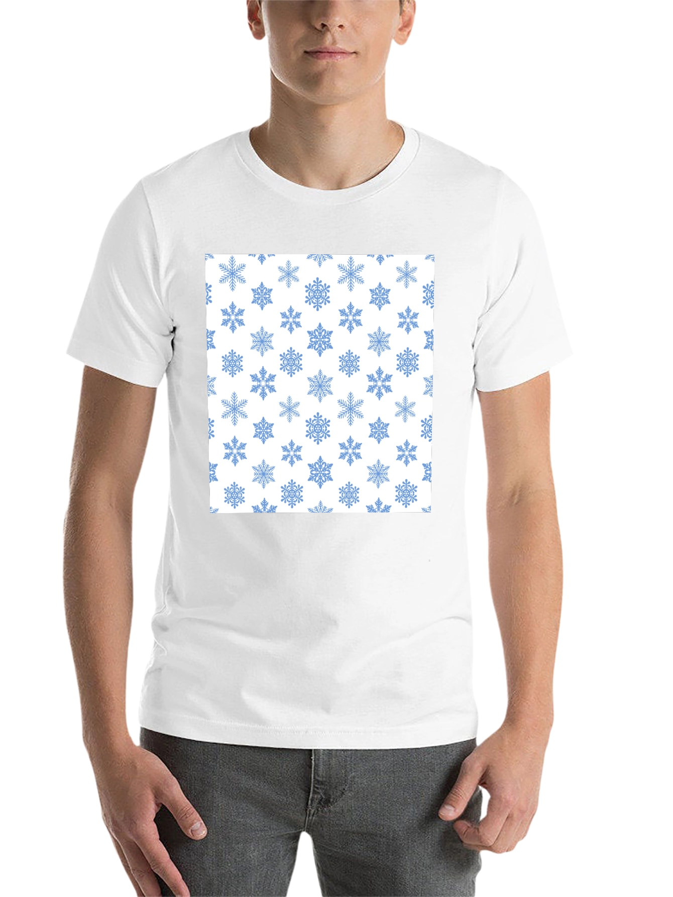 Black Snowflake Pattern Tee - Winter Holiday Style view 14
