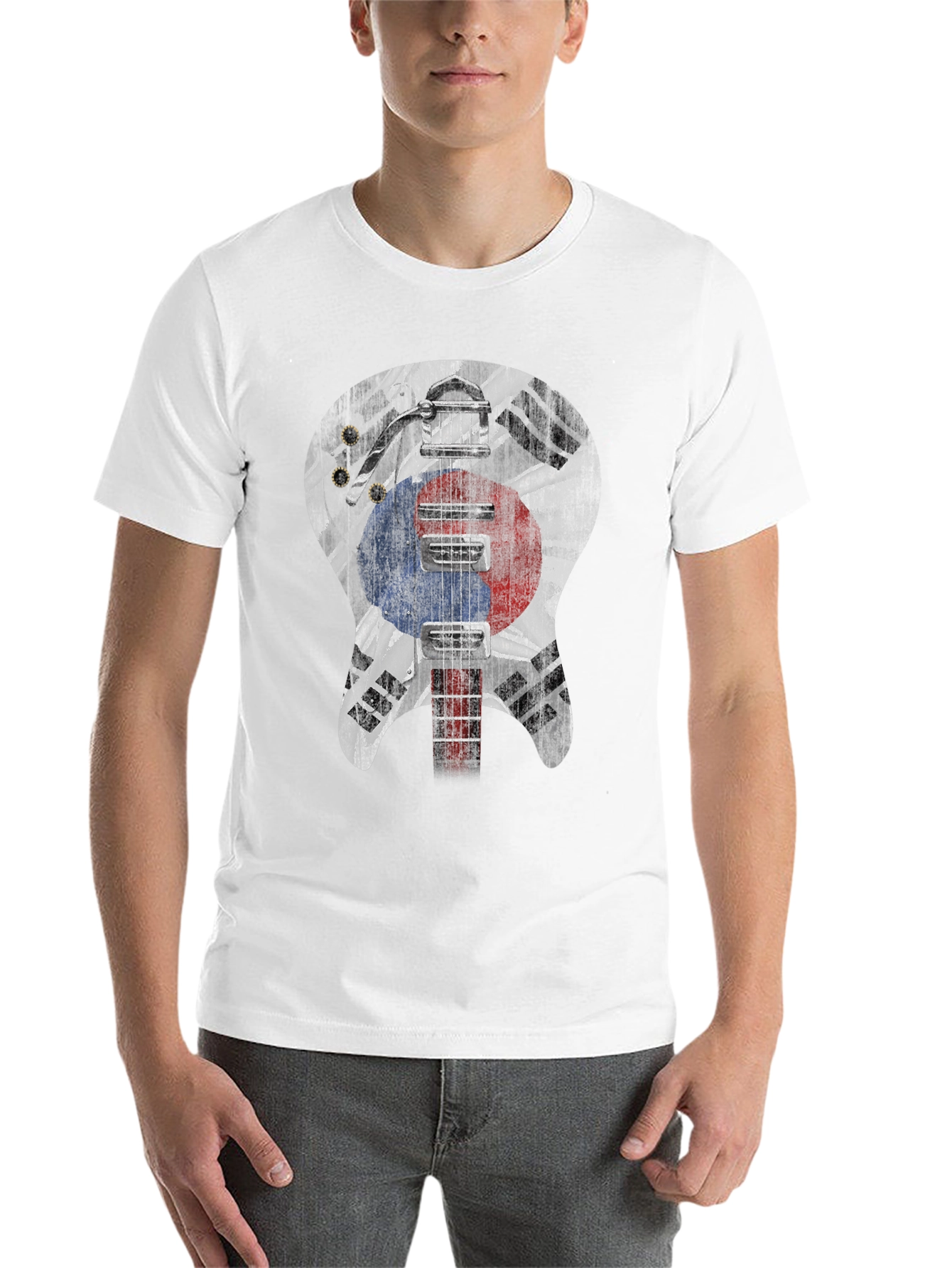 Black Korea Guitar Flag T-Shirt view 14