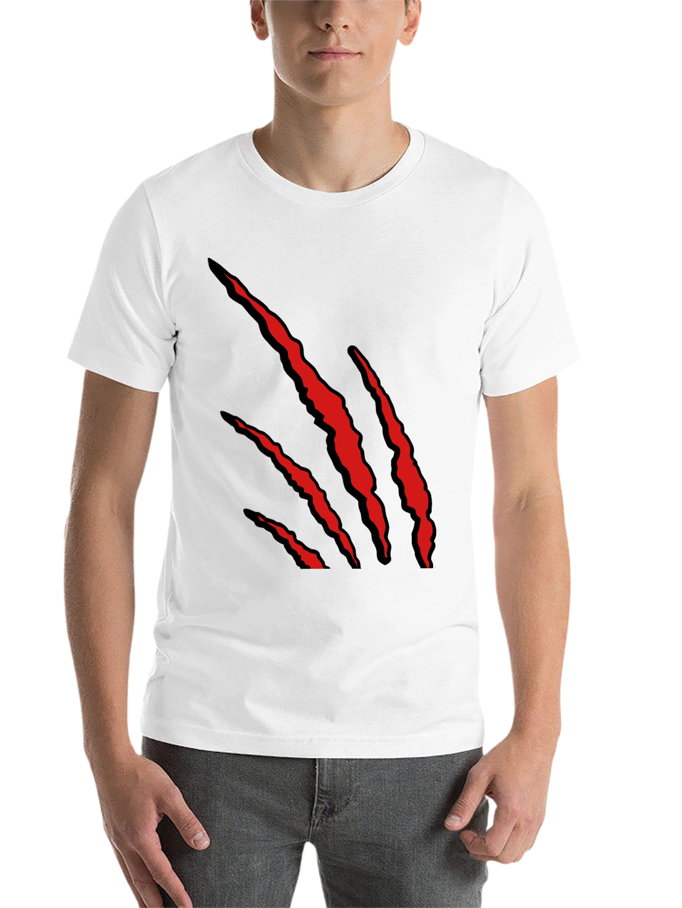 Black Men's Black T-Shirt with Red Claw Graphic view 14