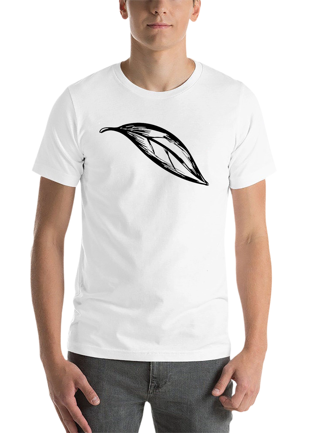 Black Men's Black Leaf Graphic Tee - Casual Style view 14