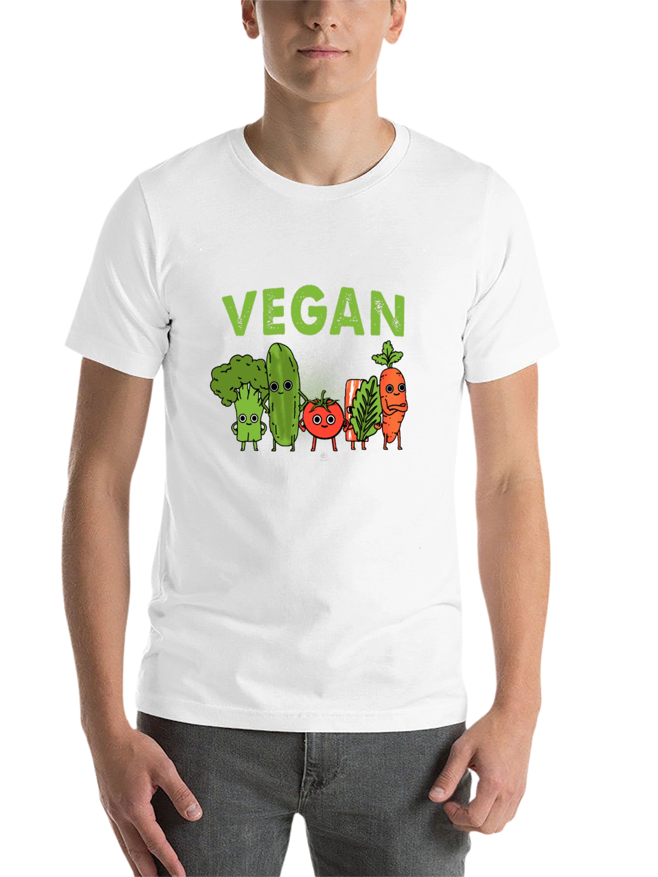 Black Vegan T-Shirt - Cute Cartoon Vegetables view 14