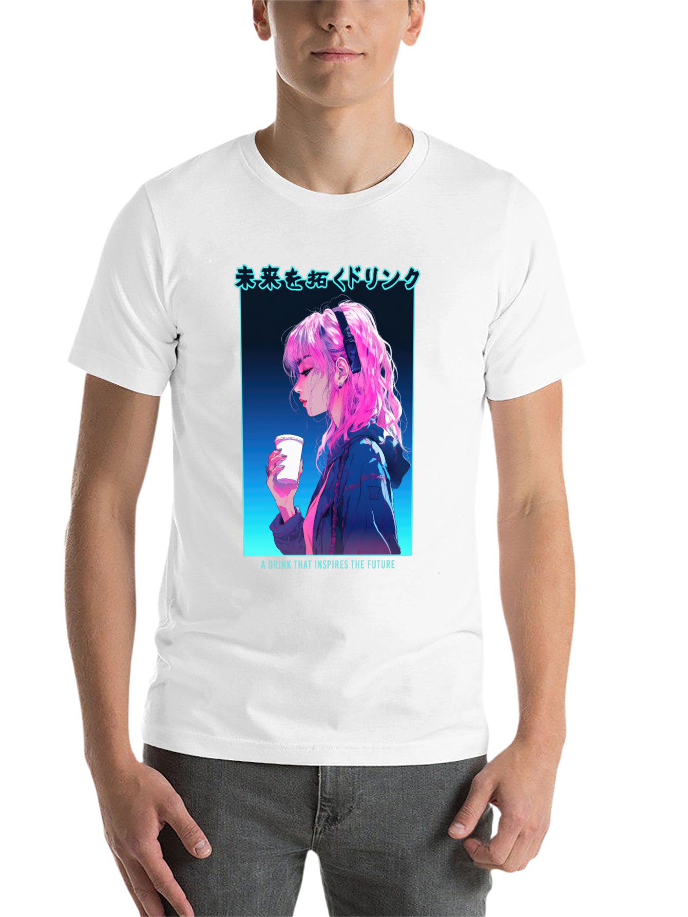 Black Anime Girl Drink T-Shirt - Inspire The Future view 14