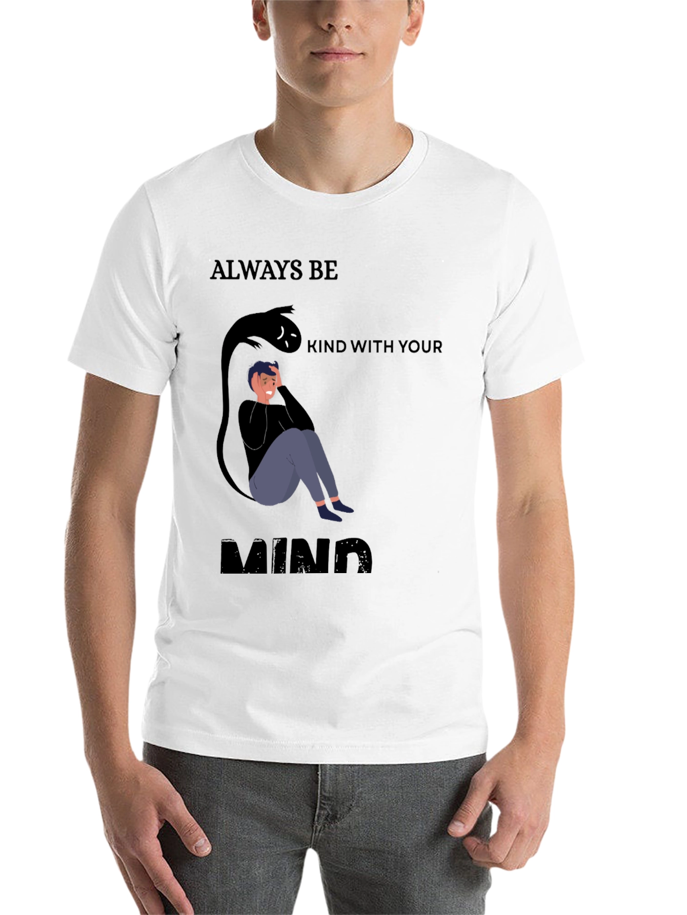 Black Be Kind To Your Mind Black Graphic Tee view 14