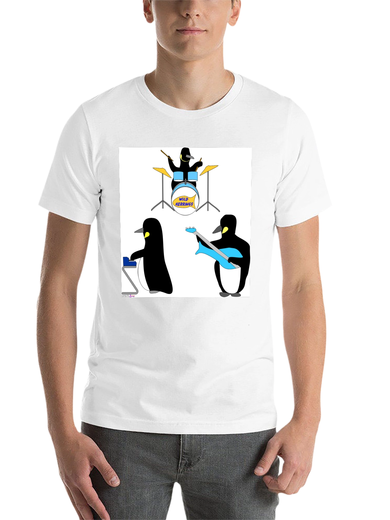 Black Penguin Band Graphic Tee - Black Cotton T-Shirt view 14