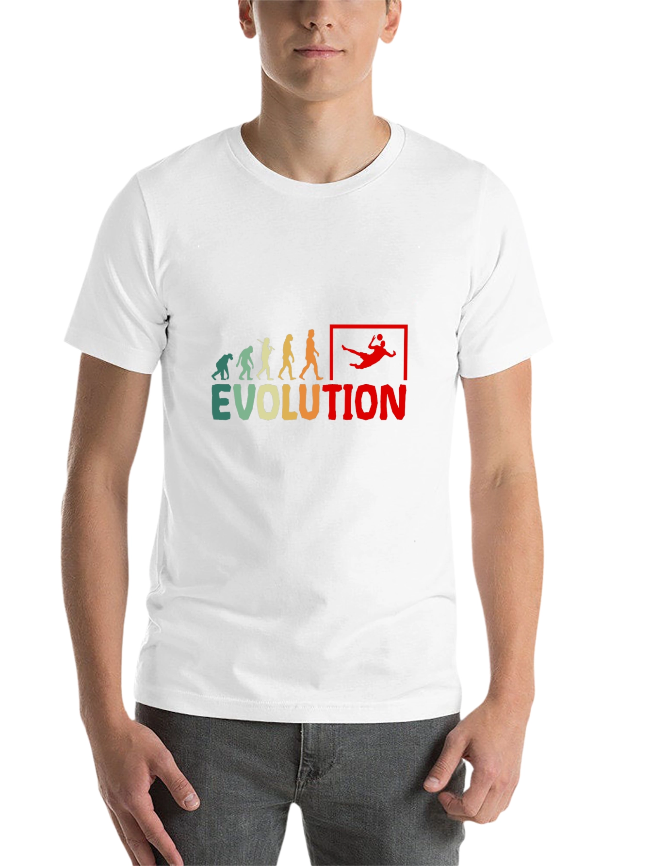 Black Evolution Handball Graphic Tee - Funny Sports T-Shirt view 14