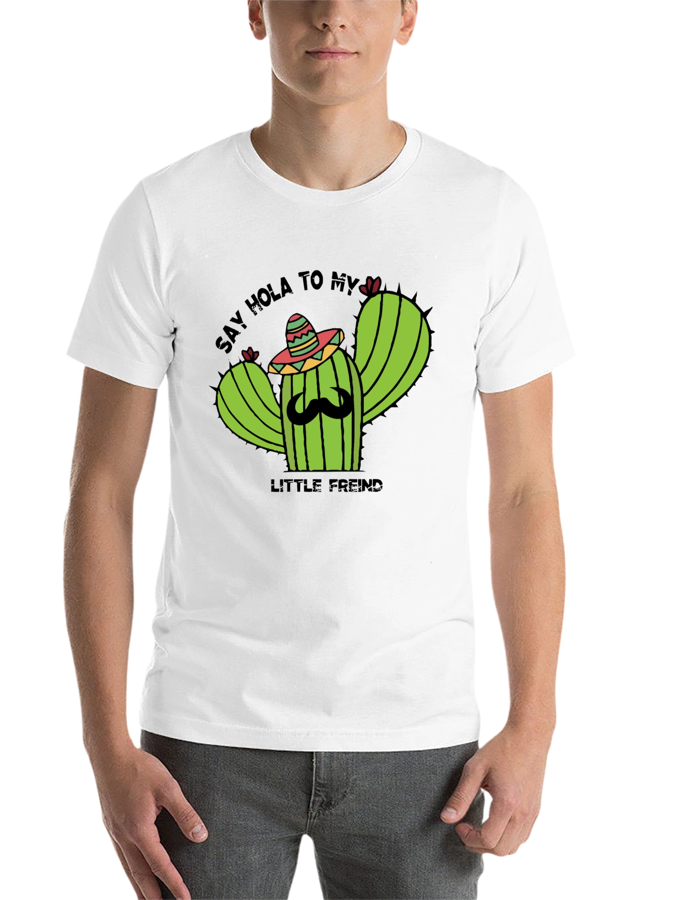 Black Hola Cactus T-Shirt - Funny Graphic Tee view 14