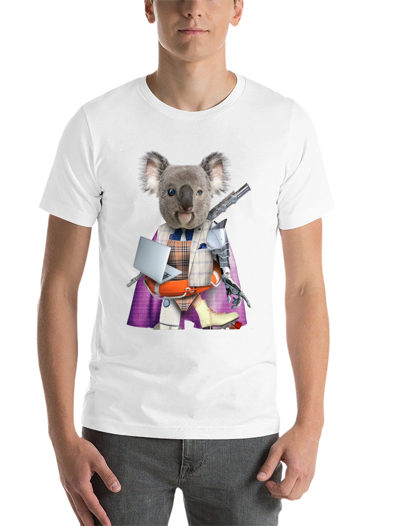 Black Koala Robot T-Shirt - Unique Graphic Tee view 14