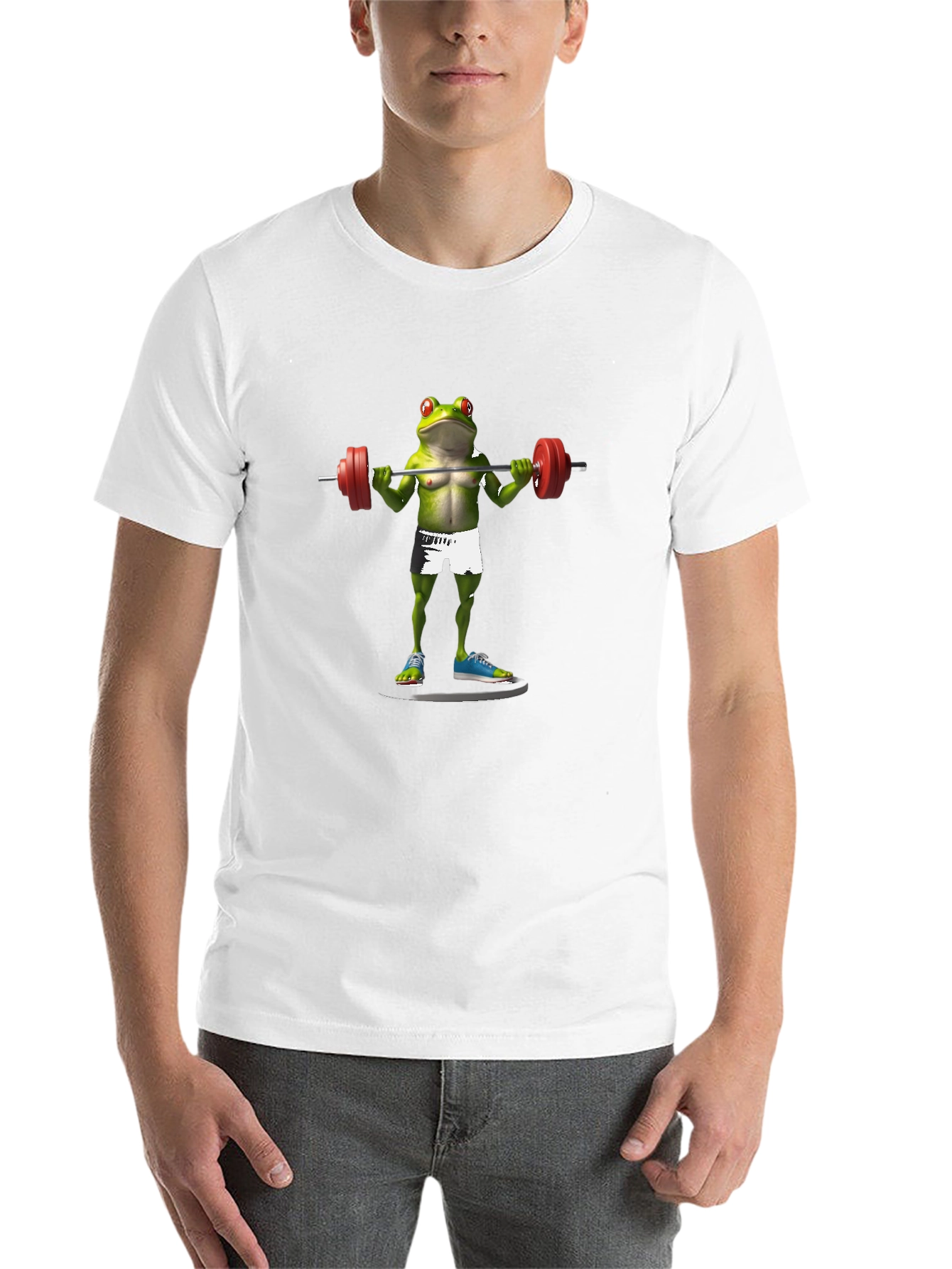 Black Frog Lifting Weights Graphic T-Shirt view 14