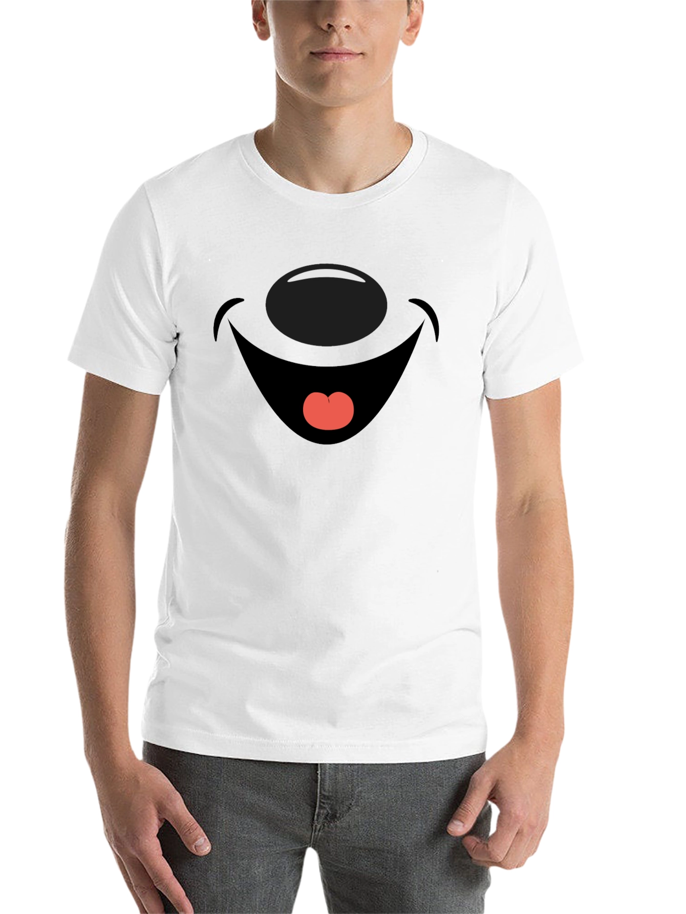 Black Cartoon Face Graphic Print Black T-Shirt view 14