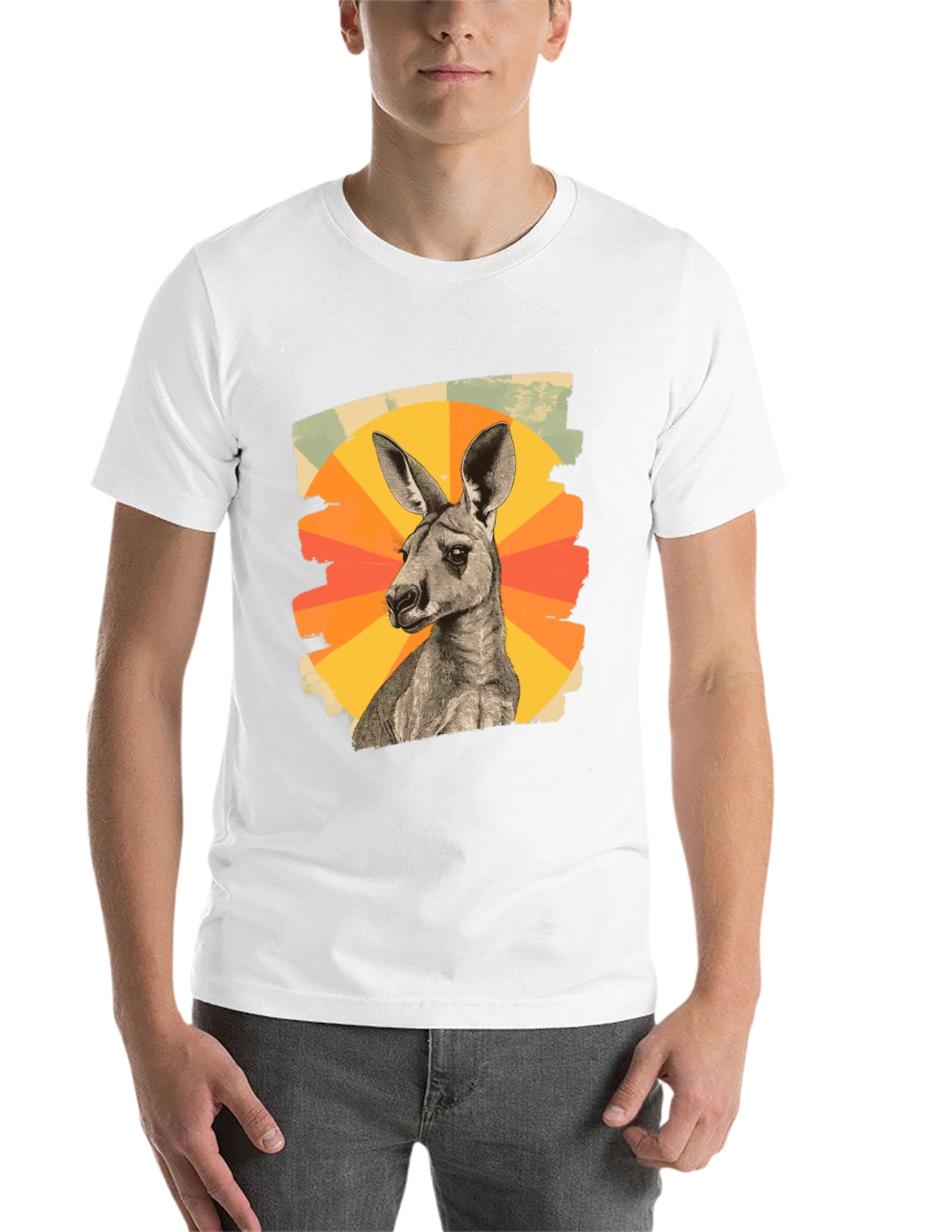 Black Retro Kangaroo Graphic Tee - Black Cotton Blend view 14