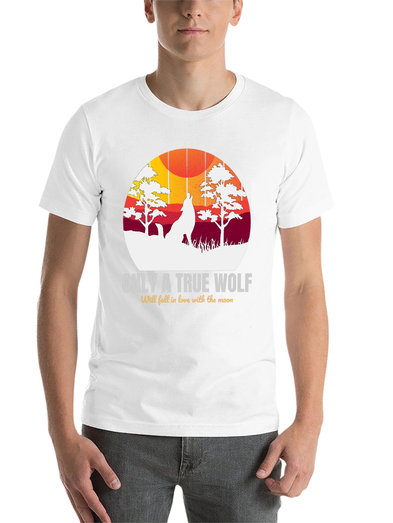 Black True Wolf Graphic Tee - Moon Lover Design view 14