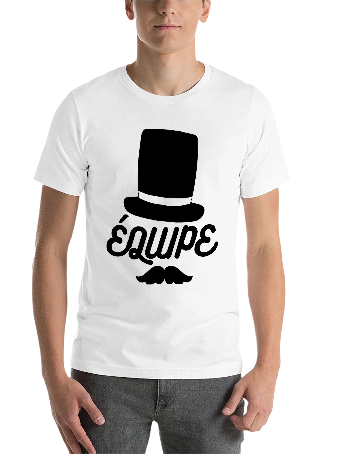 Black Top Hat & Moustache T-Shirt - Équipe view 14