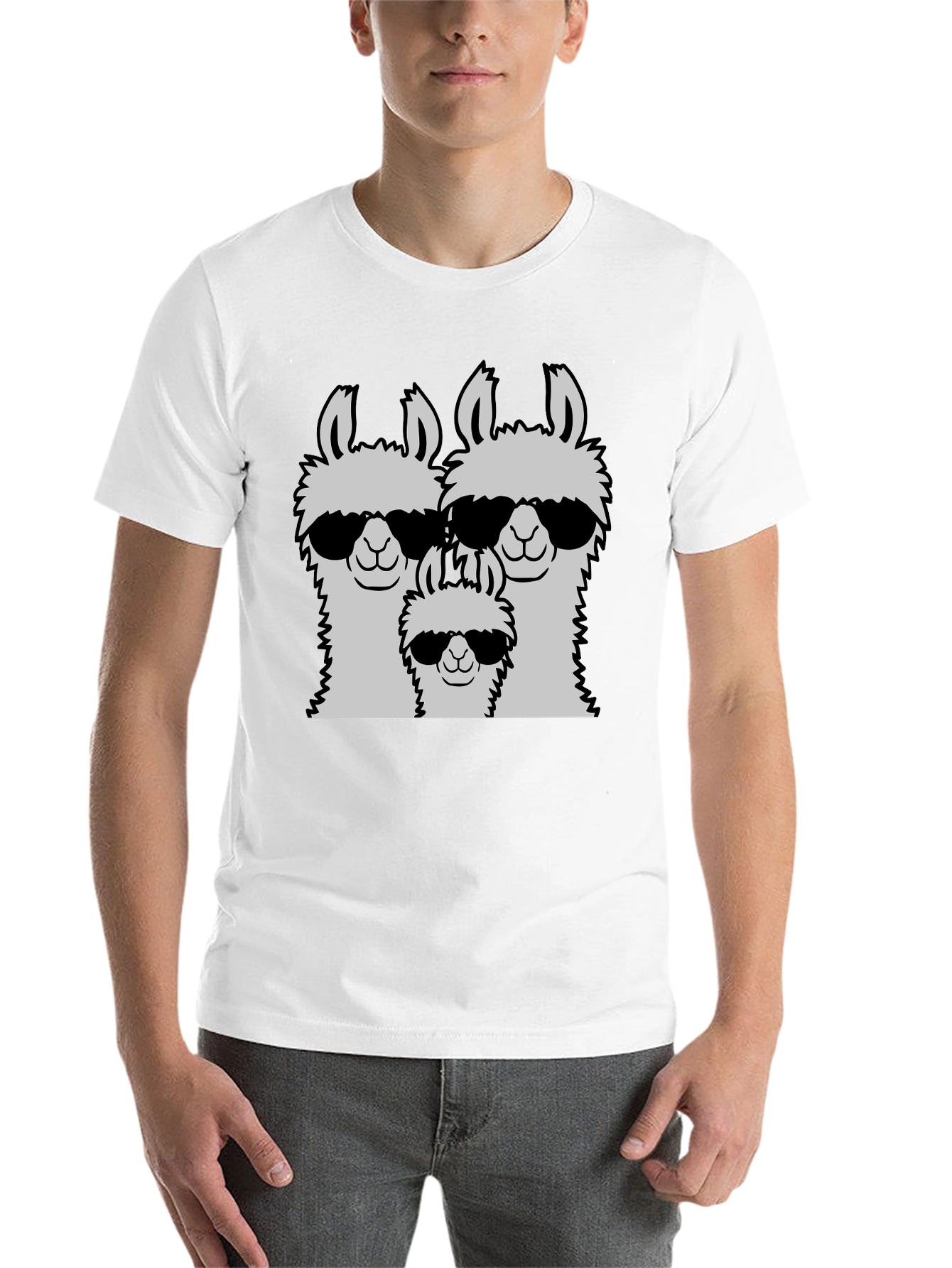 Black Llama Family T-Shirt - Cool Llama Dad, Mom, and Baby view 14