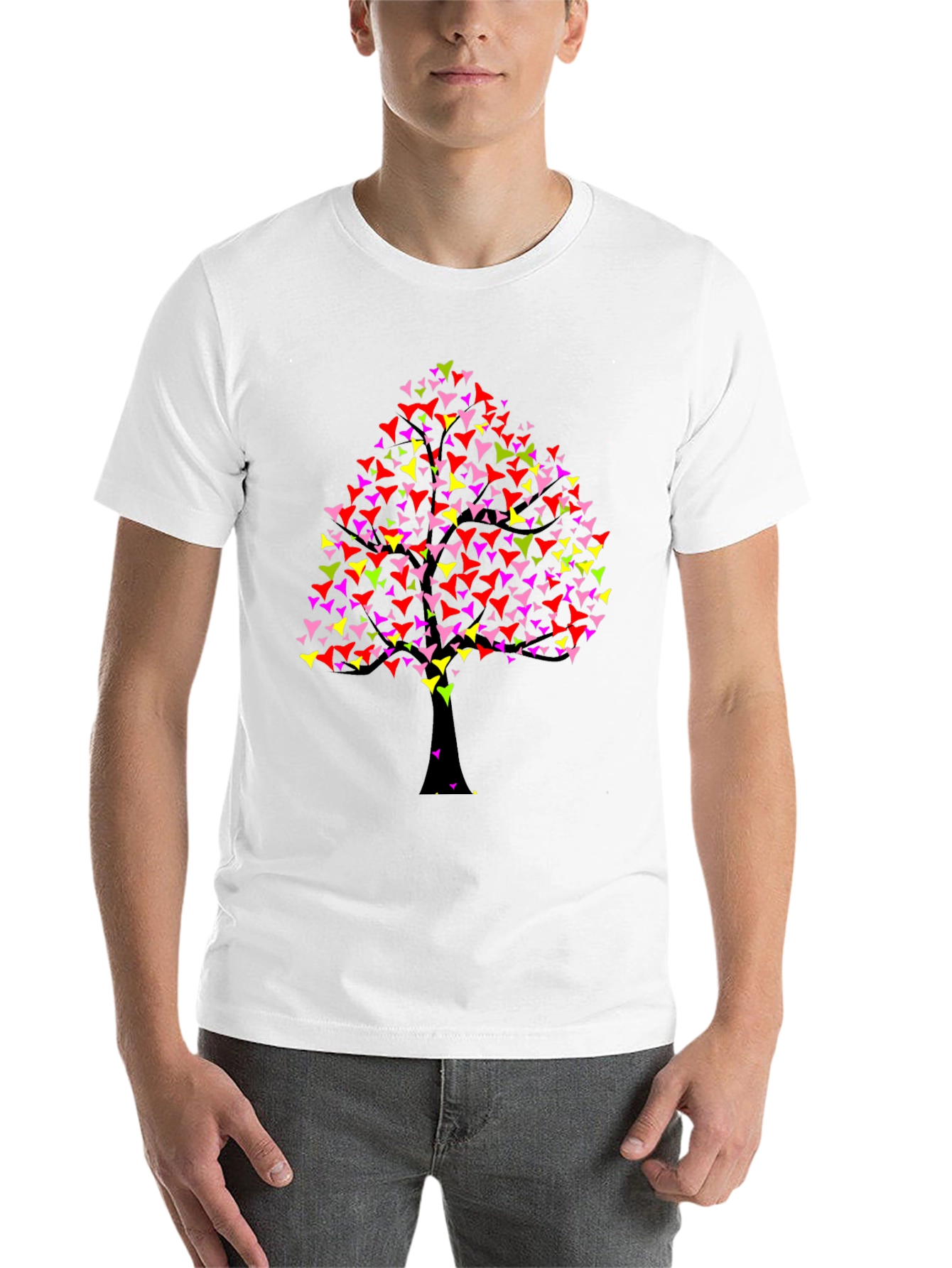 Black Colorful Tree Graphic Black T-Shirt view 14