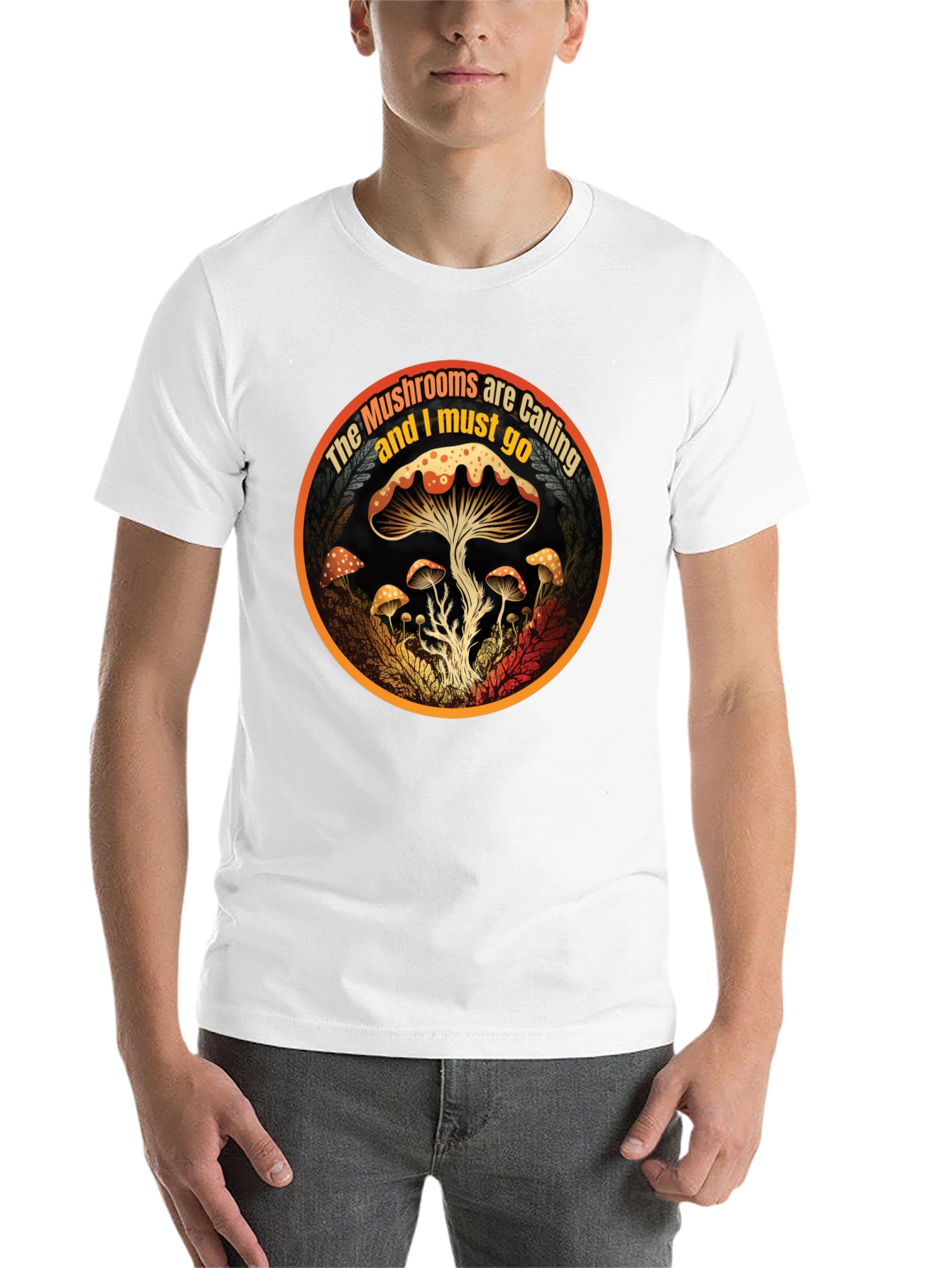Black Mushroom Calling T-Shirt - Nature Lover Apparel view 14