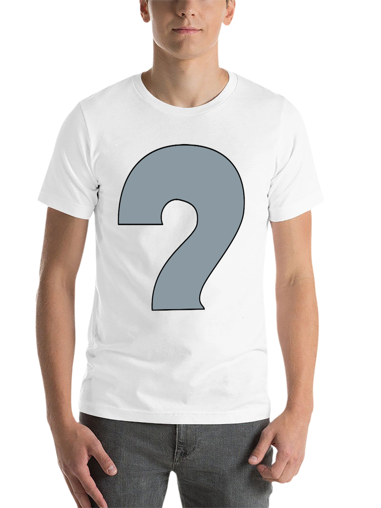 Black Men's Black T-Shirt with Question Mark Graphic view 14